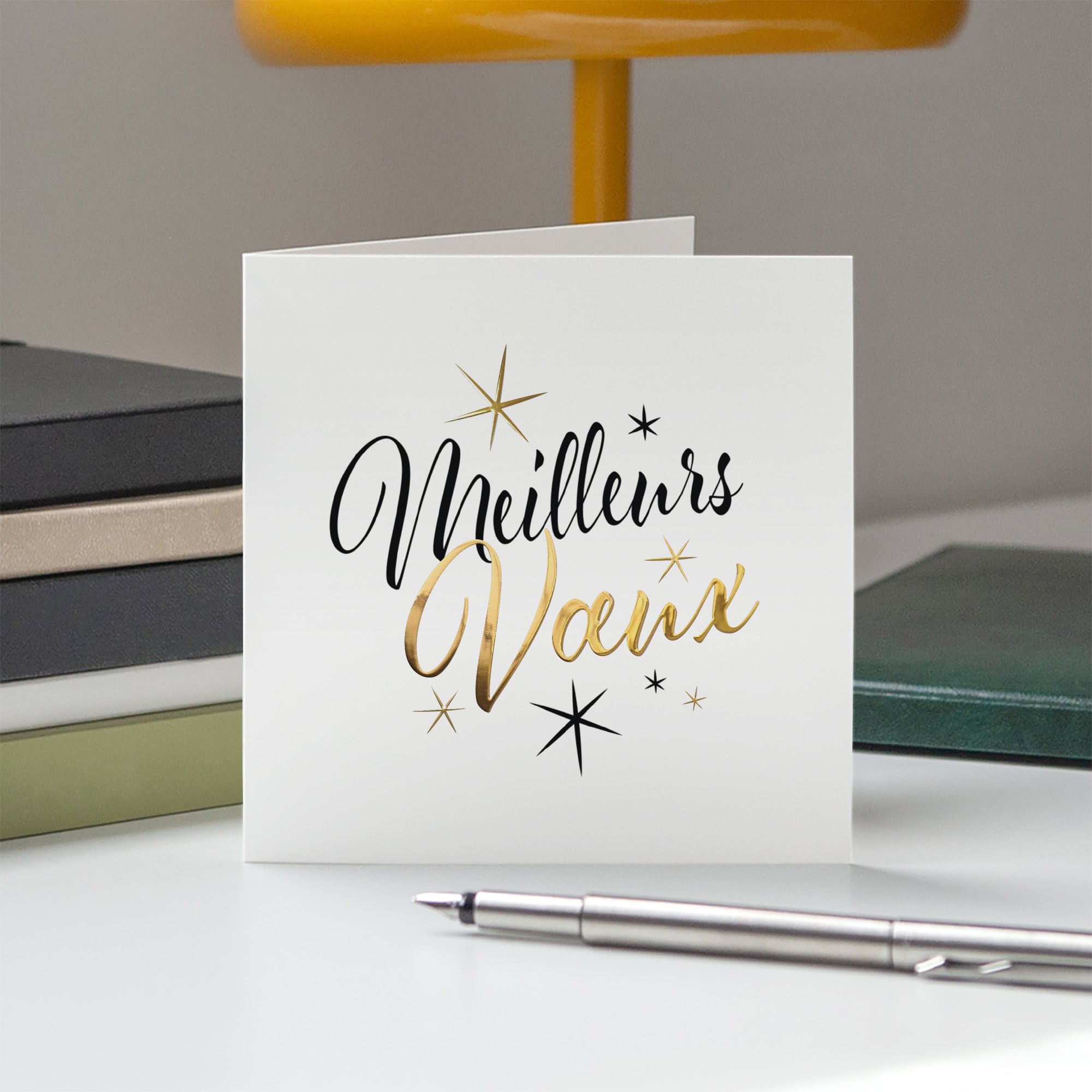 Vœux intemporels | Vœux professionnels • Carte de voeux dorure • Carré double photo N° 5