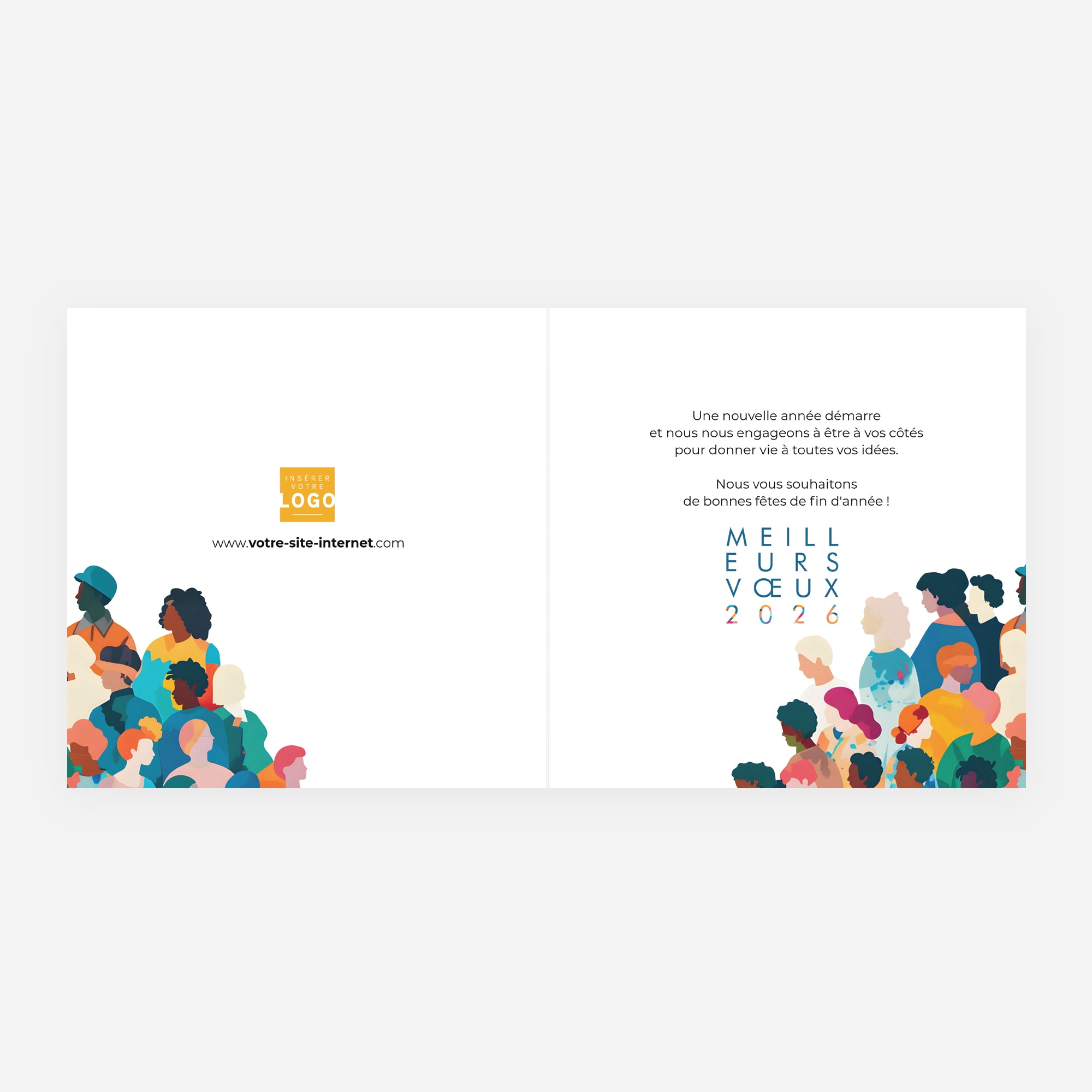 Différents, tous ensemble | Vœux professionnels • Carte de voeux • Carré double photo N° 2
