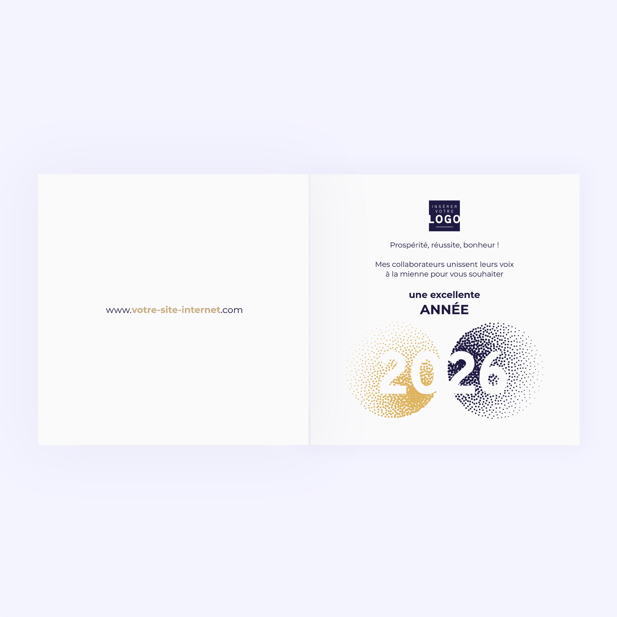 Cercles d’or étincelants | Vœux professionnels • Carte de voeux dorure • Carré double photo N° 2