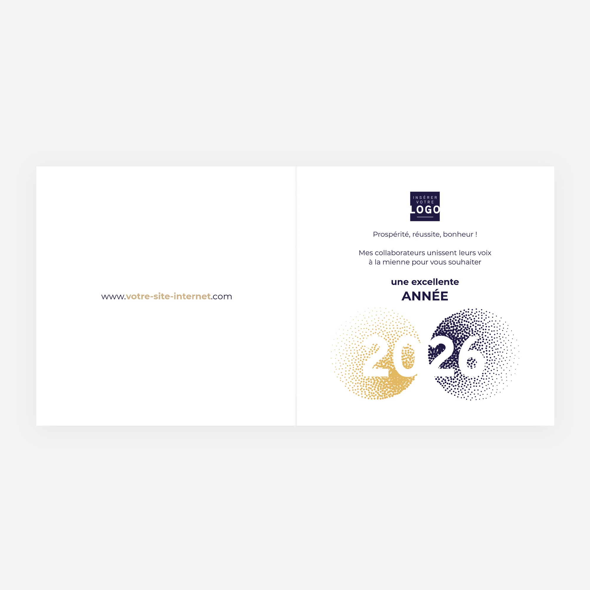 Cercles d’or étincelants | Vœux professionnels • Carte de voeux dorure • Carré double photo N° 2