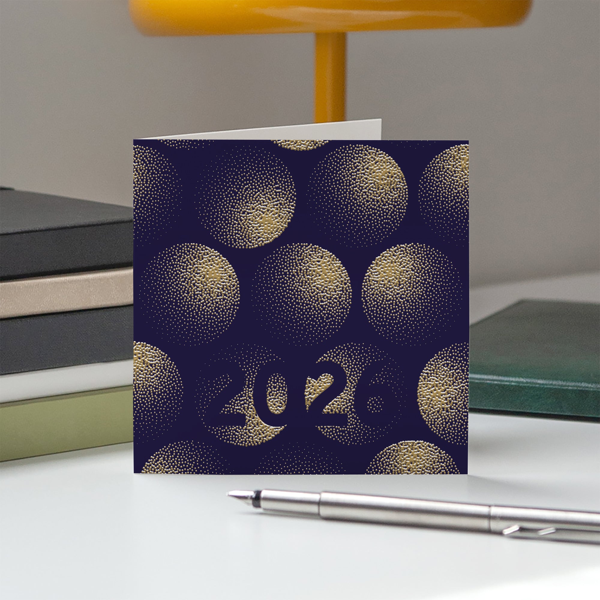 Cercles d’or étincelants | Vœux professionnels • Carte de voeux dorure • Carré double photo N° 5