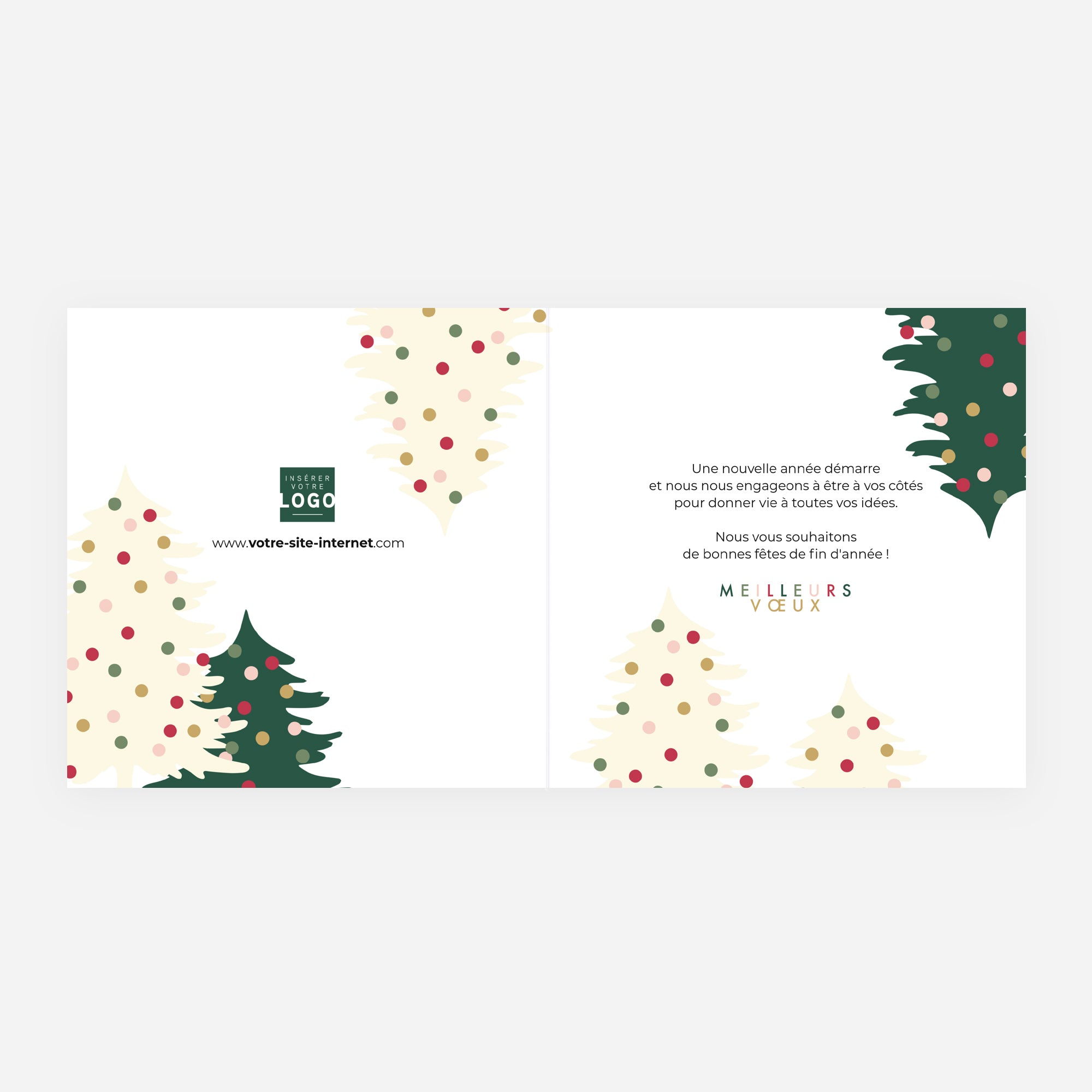 La danse des sapins | Vœux professionnels • Carte de voeux dorure • Carré double photo N° 2