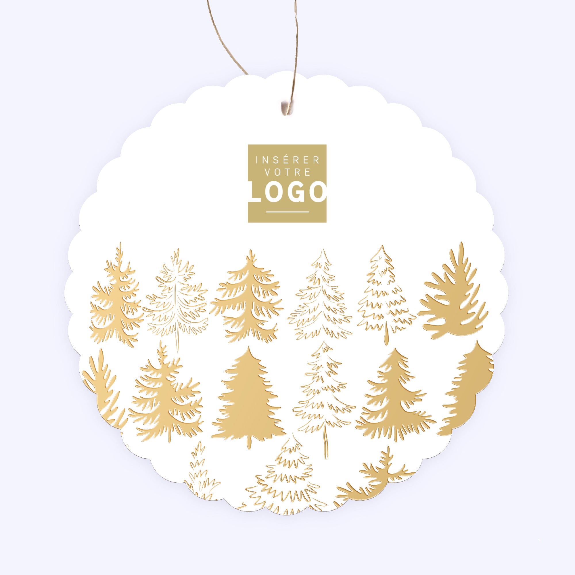 Les sapins dorés | Vœux professionnels • Boule de Noël papier • Ronde photo N° 1