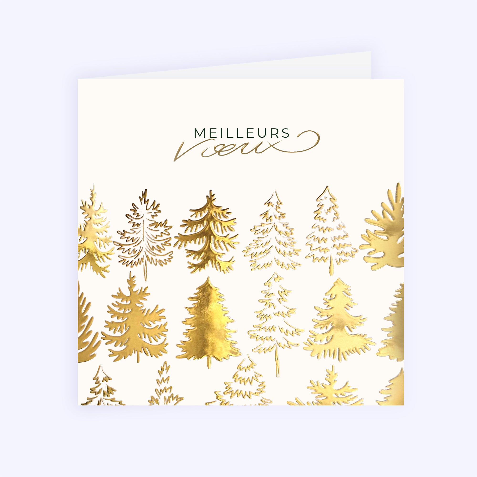 les sapins dorés | Vœux professionnels • Carte de voeux dorure • Carré double photo N° 1
