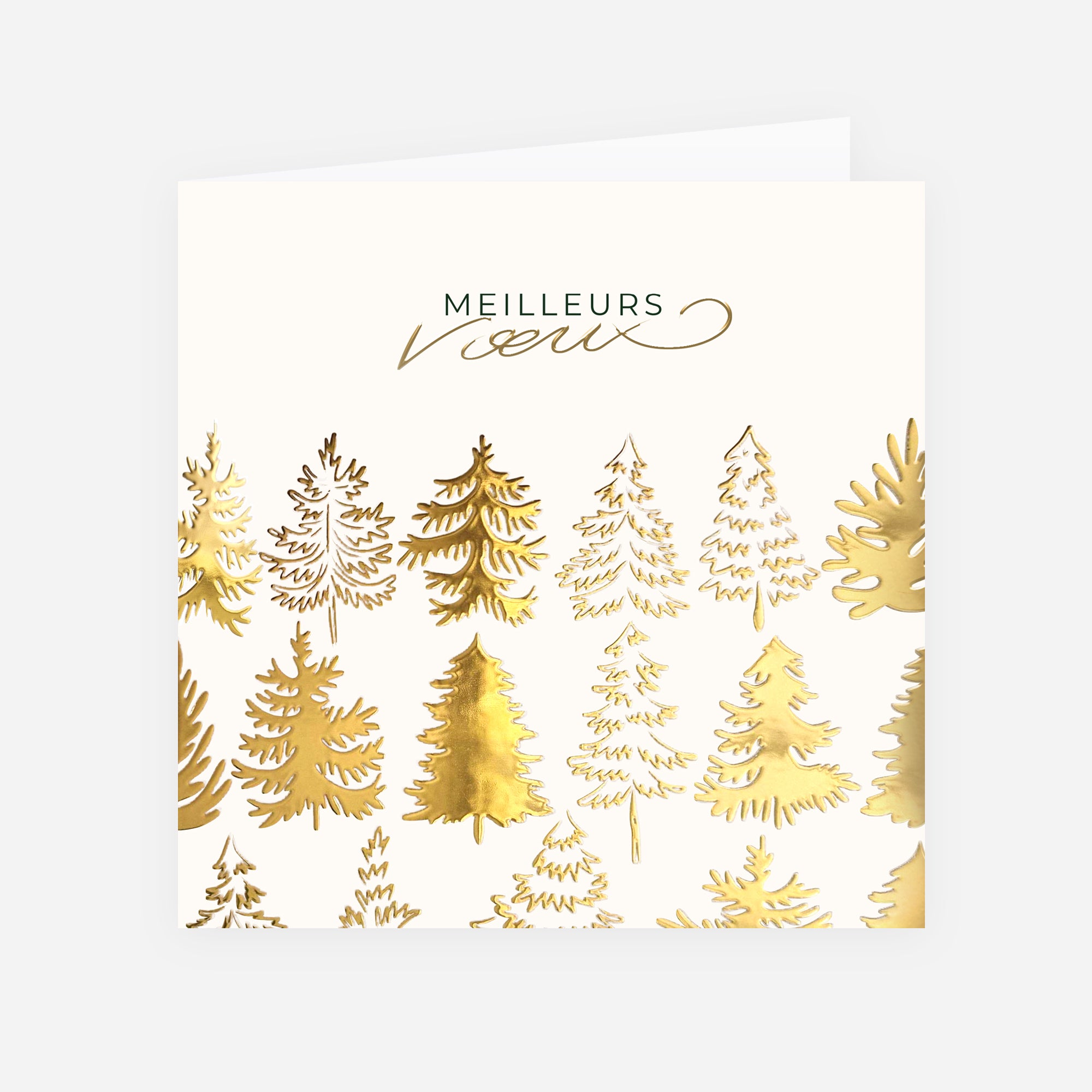 Les sapins dorés | Vœux professionnels • Carte de voeux dorure • Carré double photo N° 1