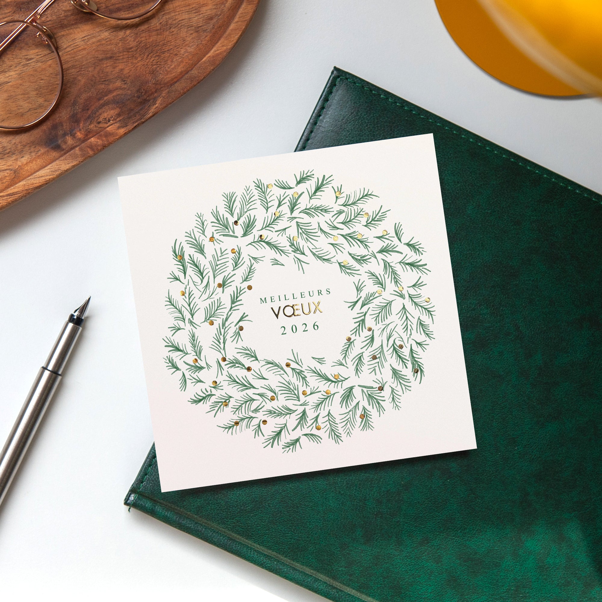 Winter’s crown | Vœux professionnels • Carte de voeux dorure • Carré photo N° 4