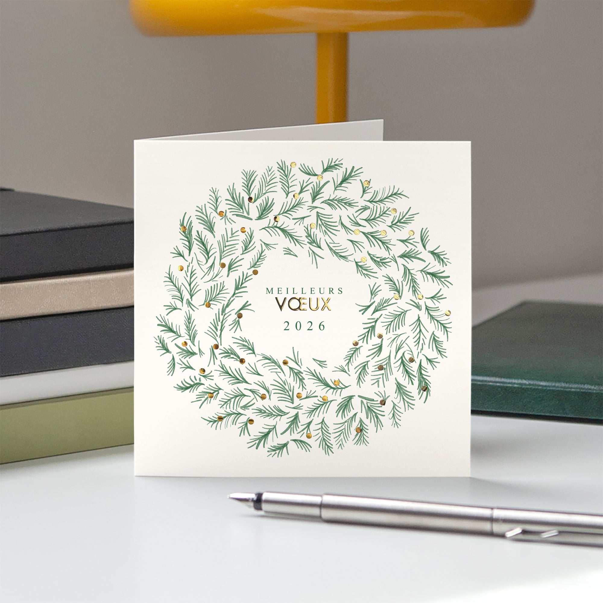Winter’s crown | Vœux professionnels • Carte de voeux dorure • Carré double photo N° 5