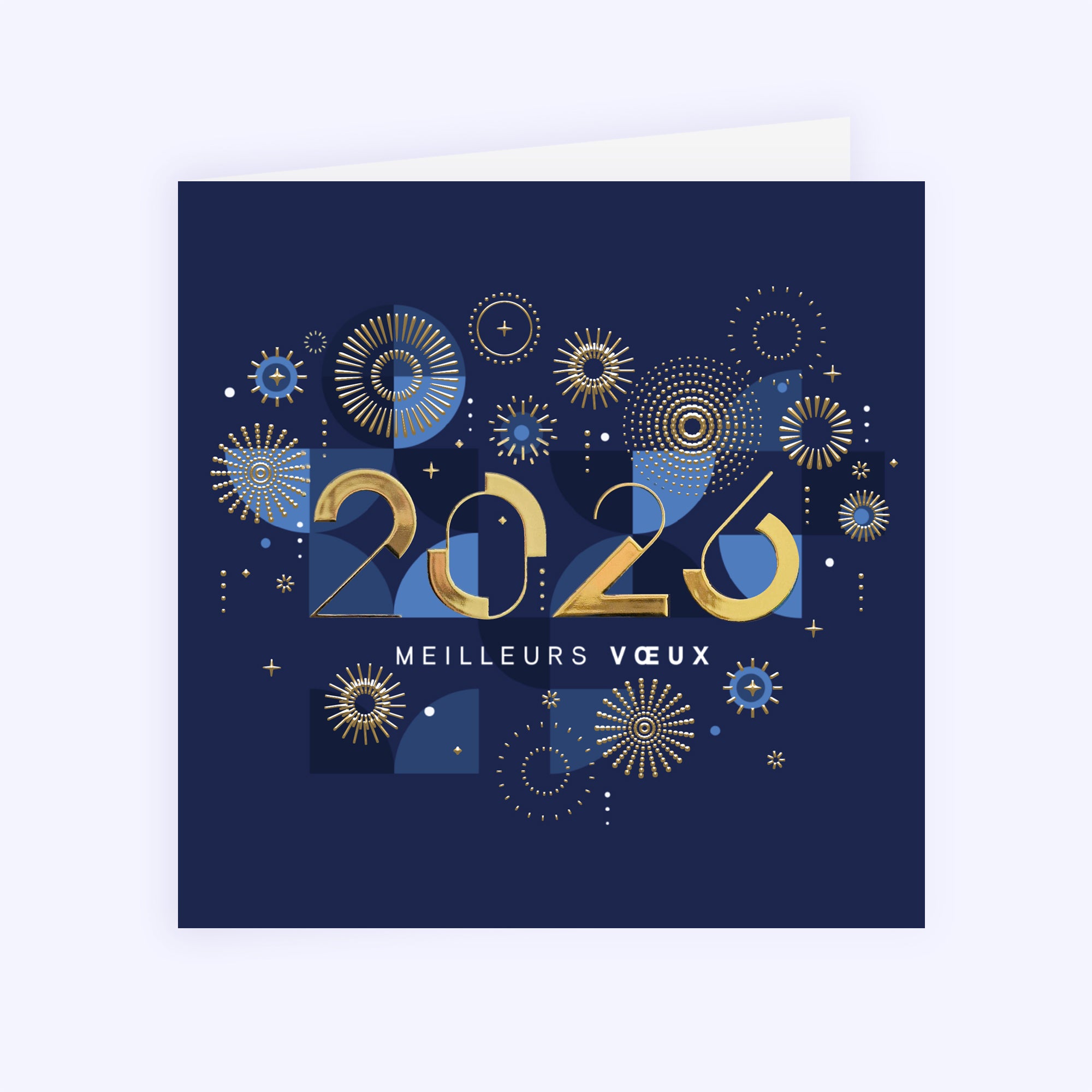 Géométrie festive | Vœux professionnels • Carte de voeux dorure • Carré double photo N° 1