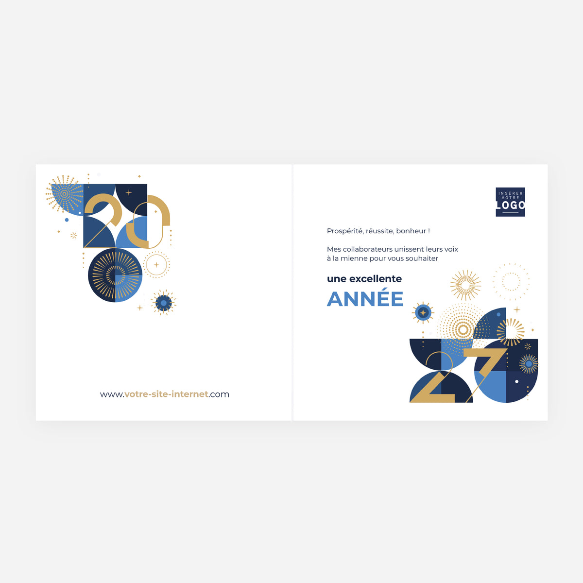 Géométrie festive | Vœux professionnels • Carte de voeux dorure • Carrée pliable photo N° 2