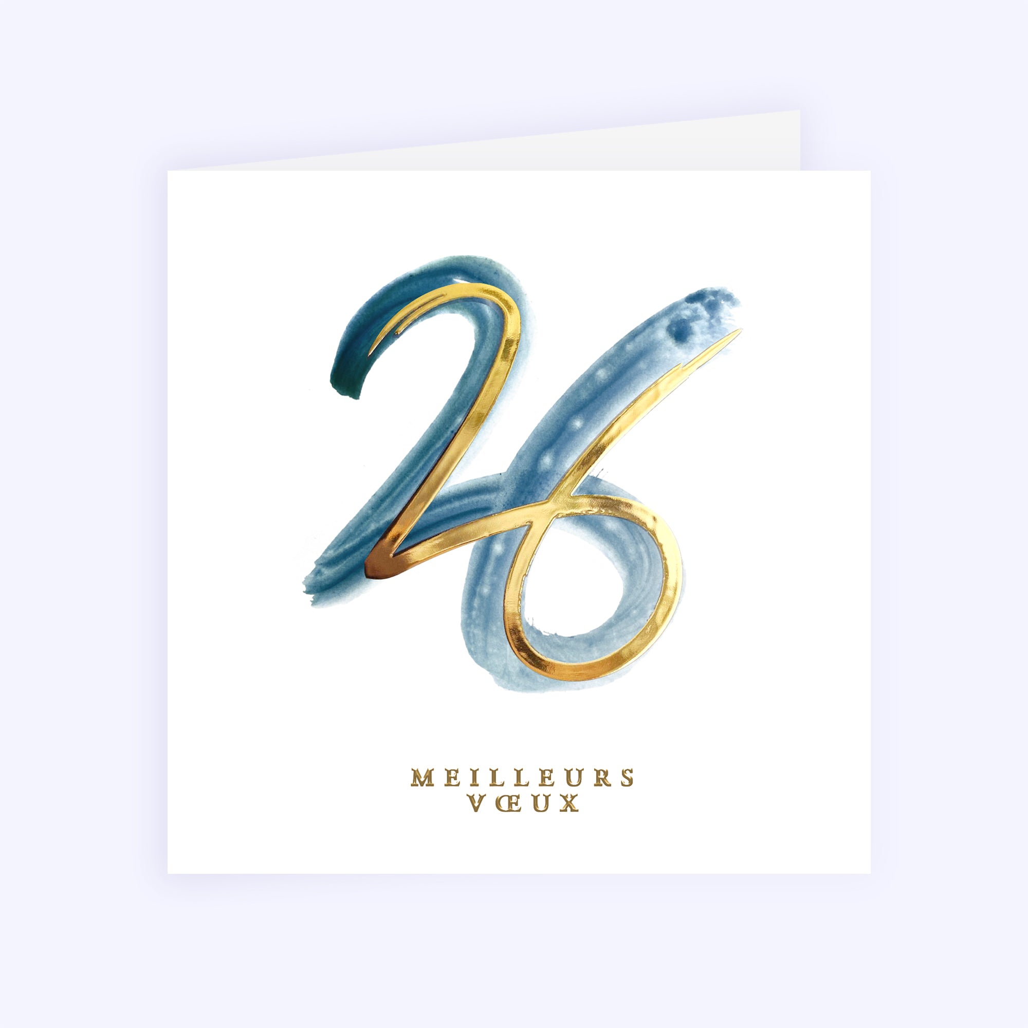 Gold and blue | Vœux professionnels • Carte de voeux dorure • Carré double photo N° 1