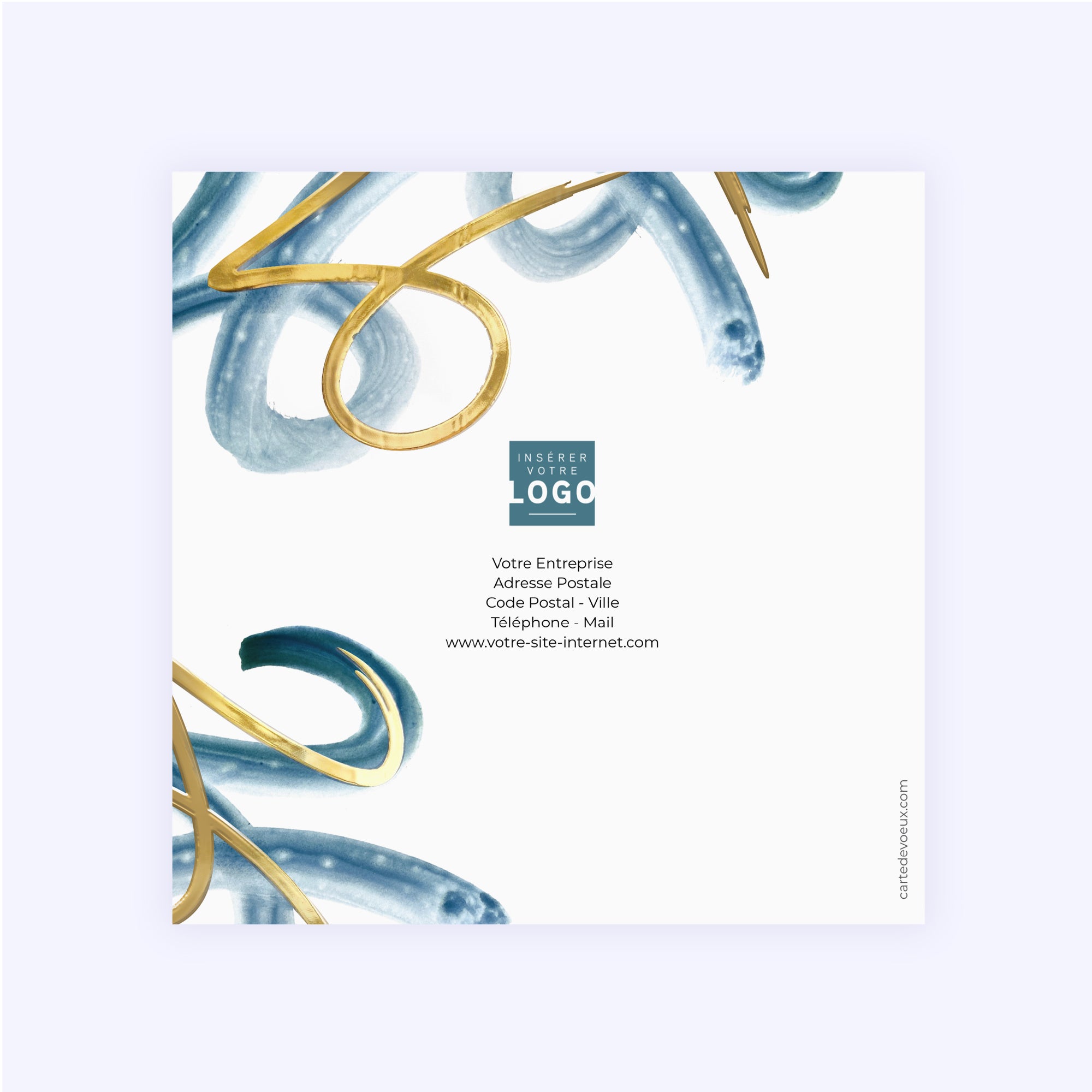 Gold and blue | Vœux professionnels • Carte de voeux dorure • Carré double photo N° 3