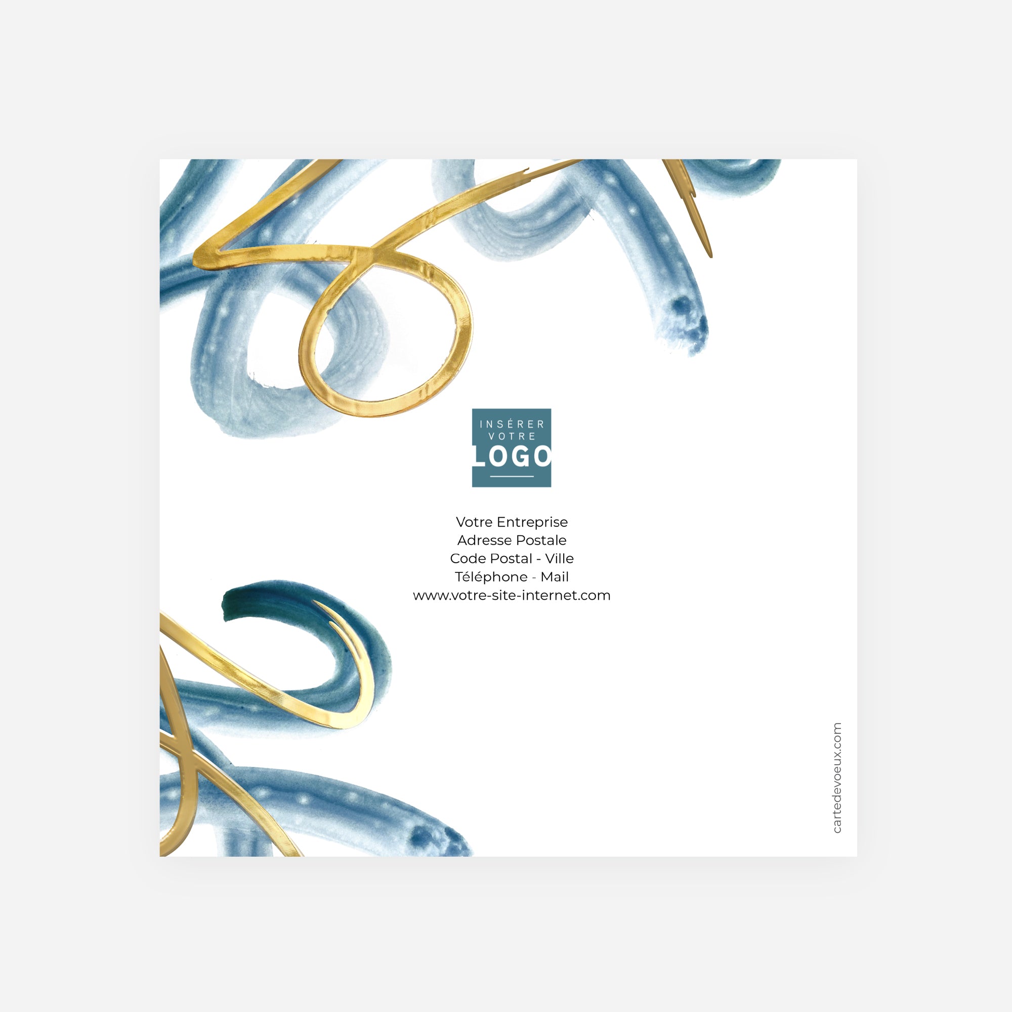 Gold and blue | Vœux professionnels • Carte de voeux dorure • Carré double photo N° 3
