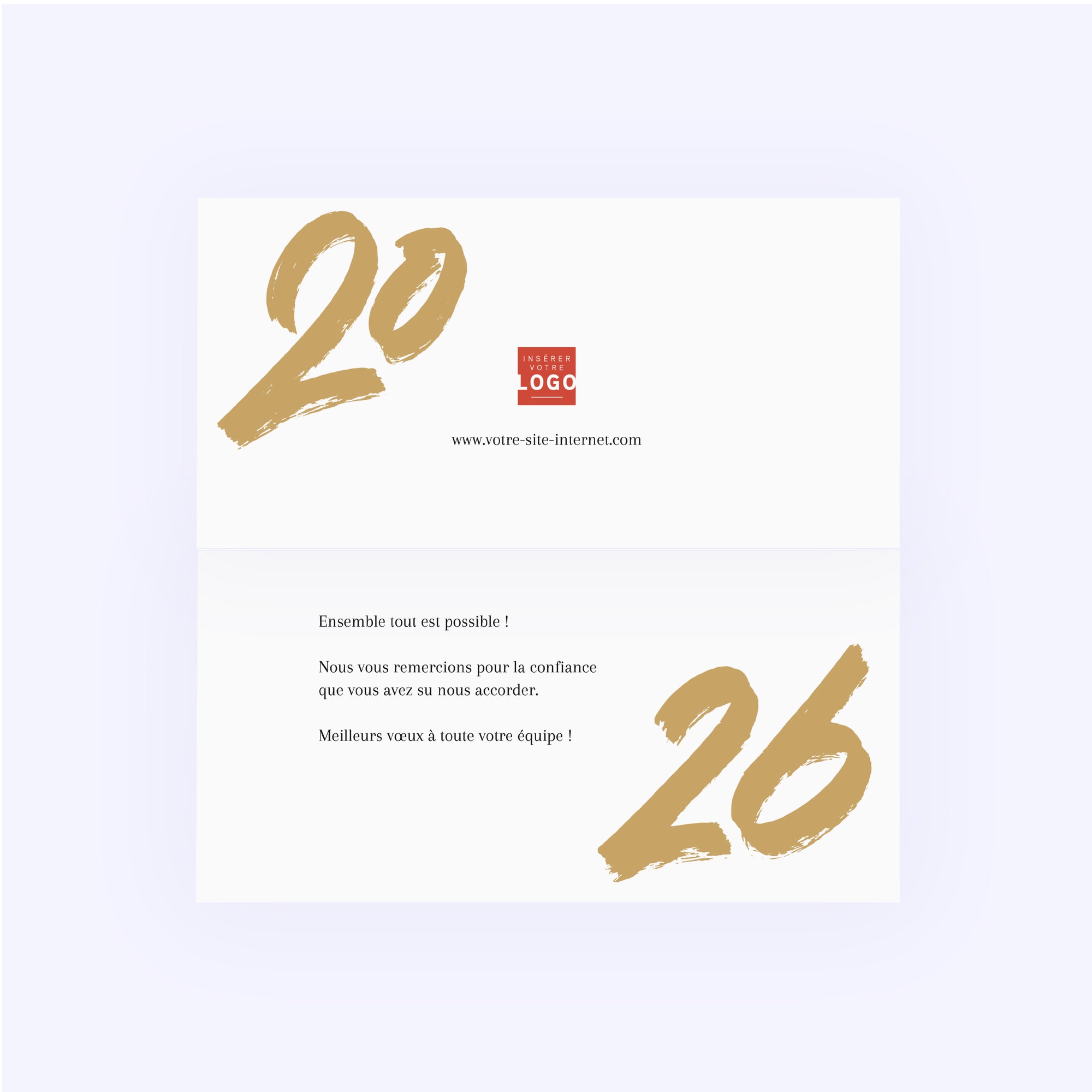 Élégance & Tradition | Vœux professionnels • Carte de voeux dorure • Rectangle double photo N° 2