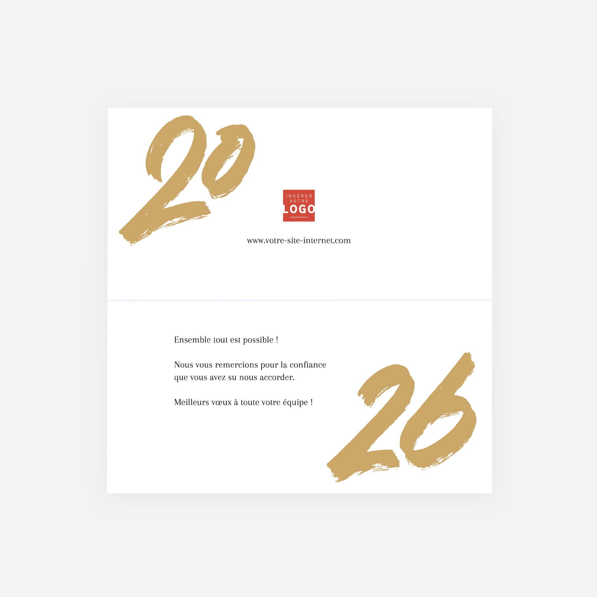 Élégance & Tradition | Vœux professionnels • Carte de voeux dorure • Rectangle double photo N° 2