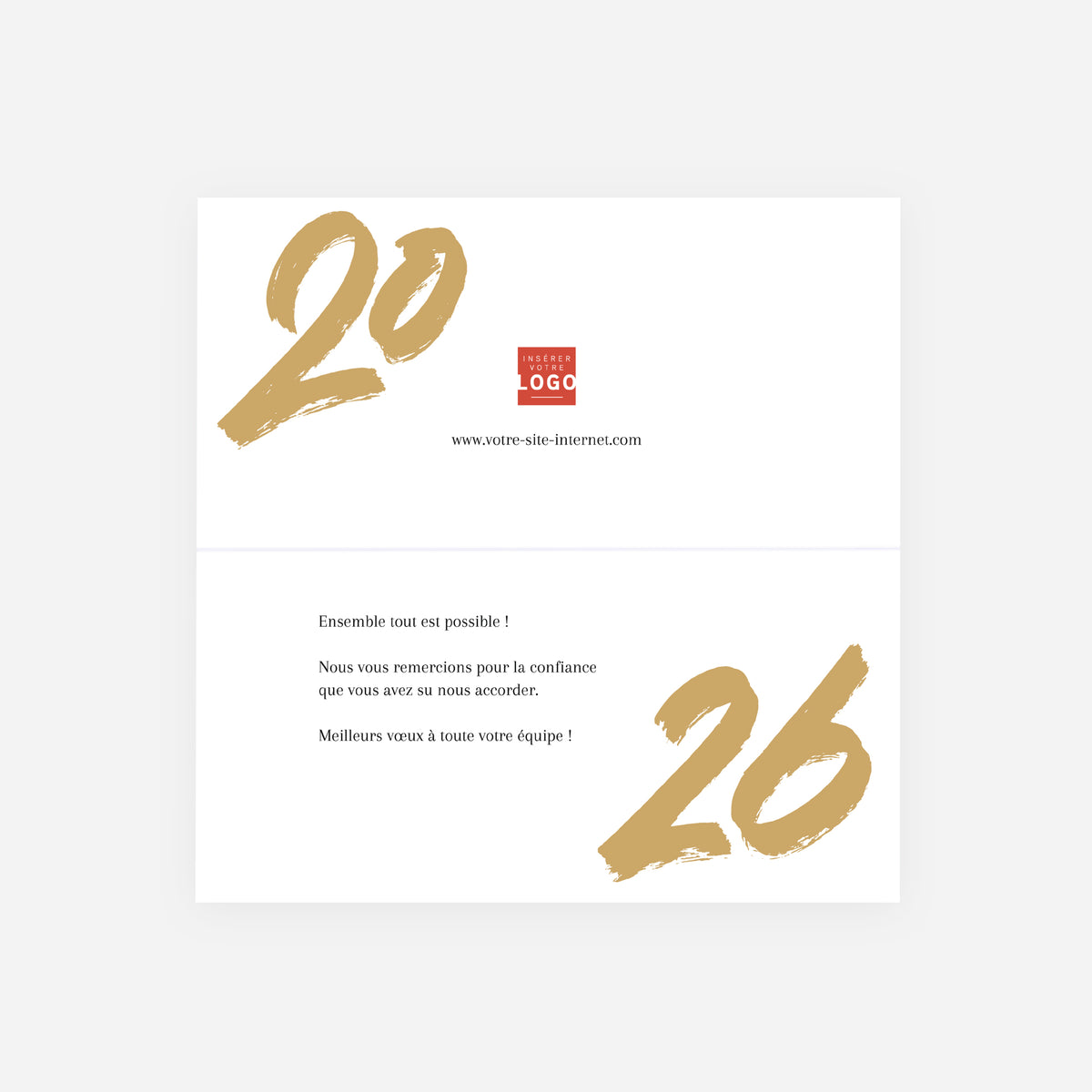 Élégance & Tradition | Vœux professionnels • Carte de voeux dorure • Rectangle double photo N° 2