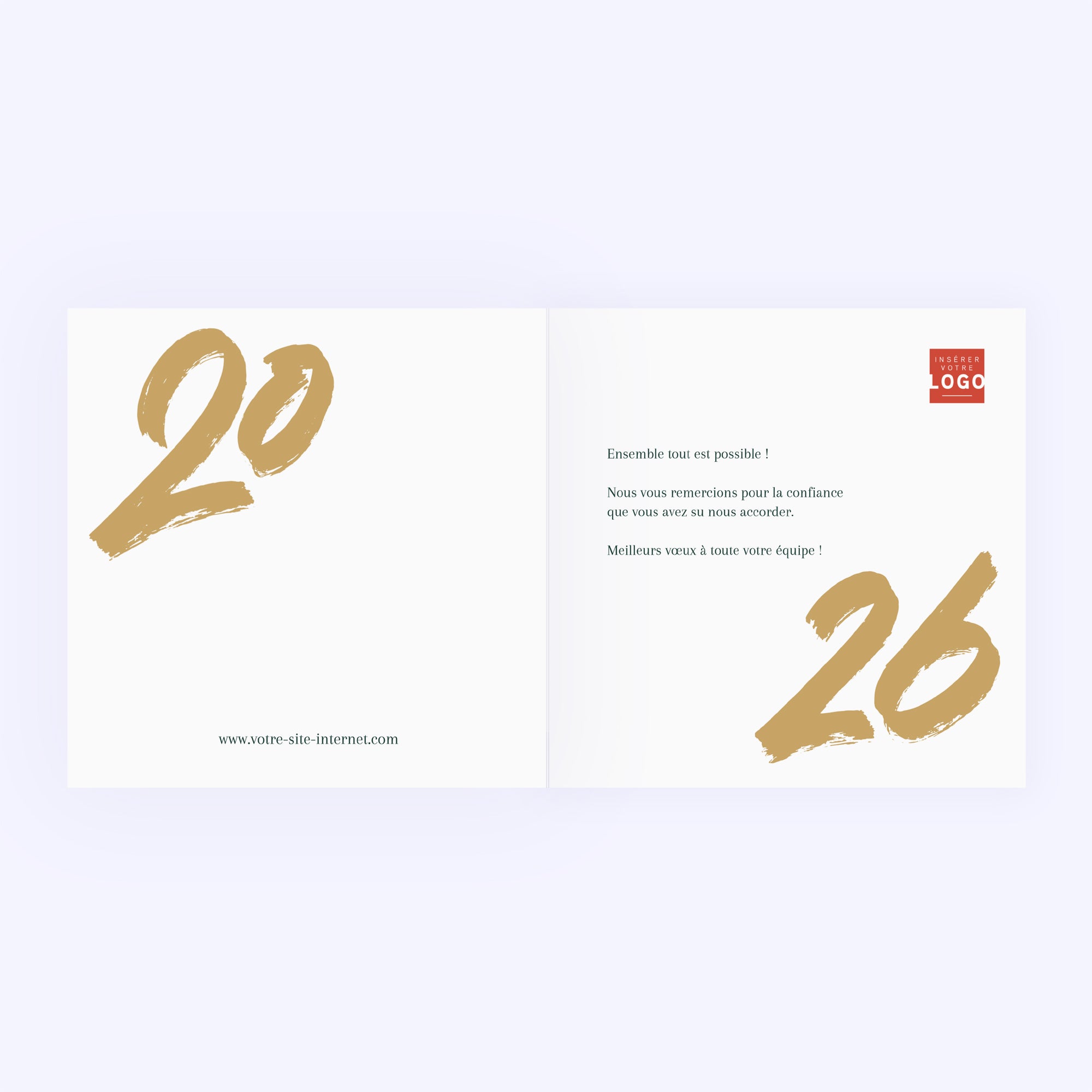 Élégance & Tradition | Vœux professionnels • Carte de voeux dorure • Carré double photo N° 2