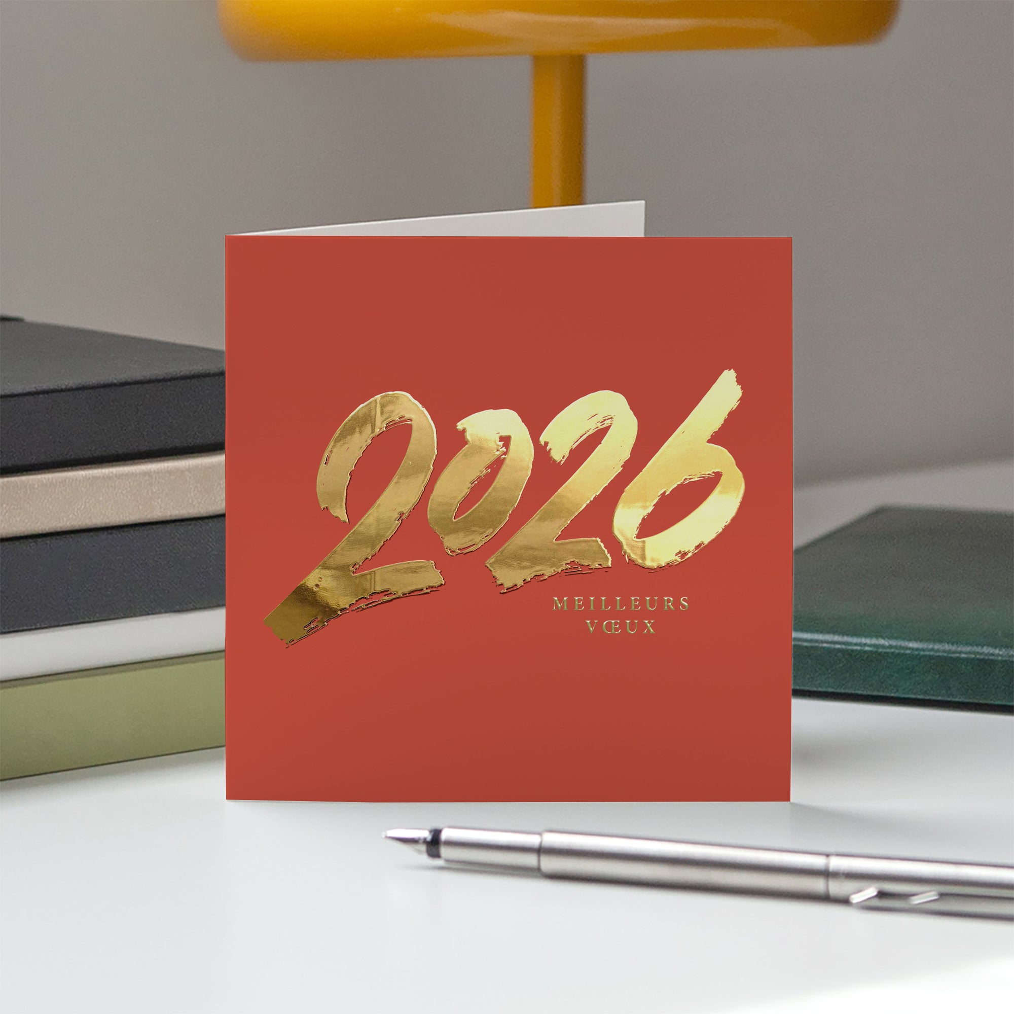 Élégance & Tradition | Vœux professionnels • Carte de voeux dorure • Carré double photo N° 5