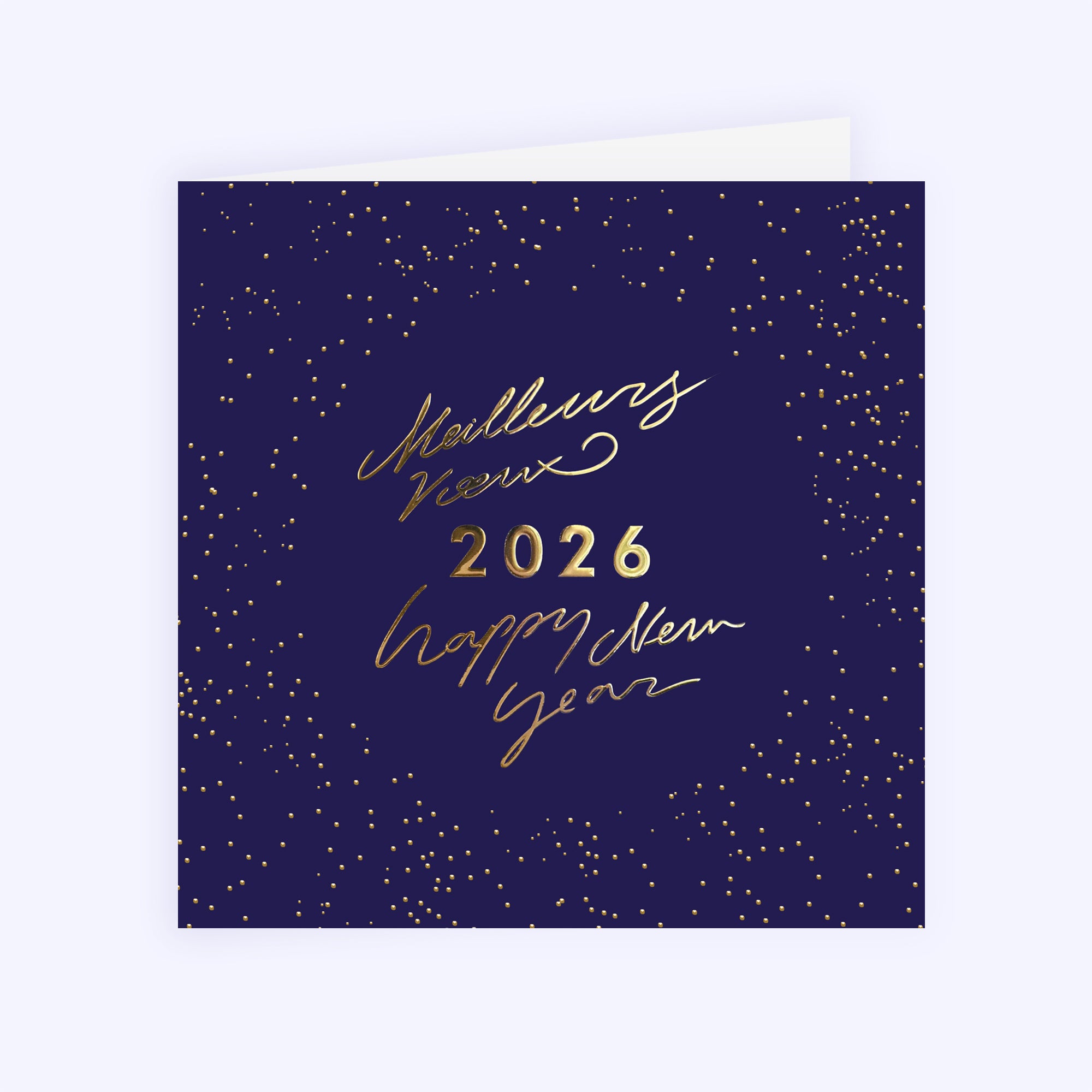 L’année étoilée | Vœux professionnels • Carte de voeux dorure • Carré double photo N° 1