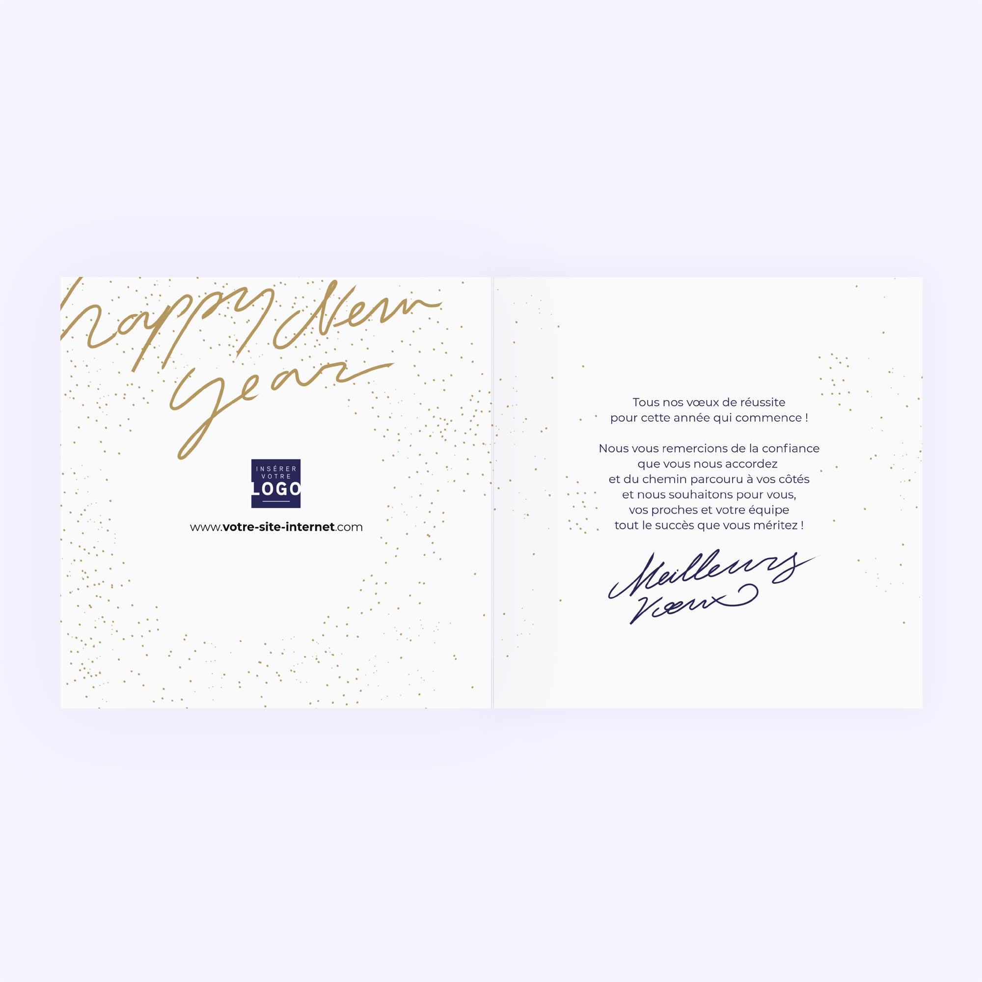 L’année étoilée | Vœux professionnels • Carte de voeux dorure • Carré double photo N° 2