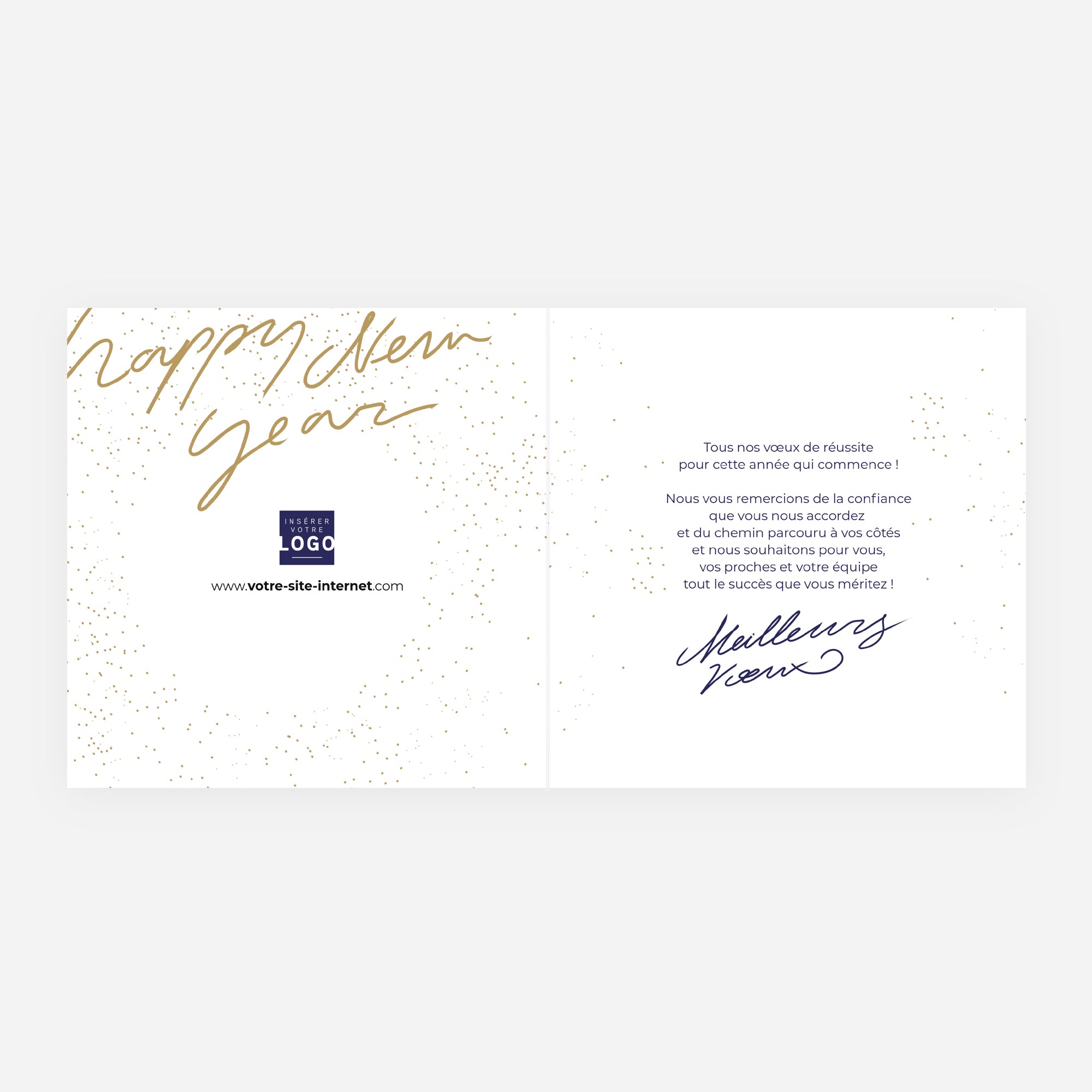 L’année étoilée | Vœux professionnels • Carte de voeux dorure • Carré double photo N° 2