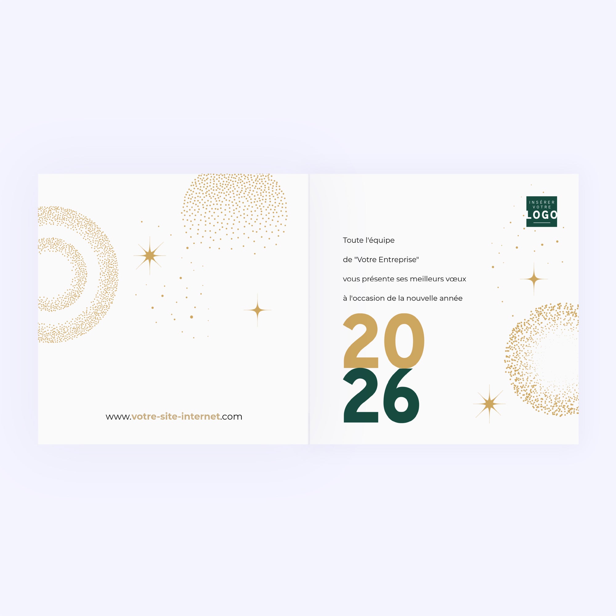 Noël scintillant | Vœux professionnels • Carte de voeux dorure • Carré double photo N° 2