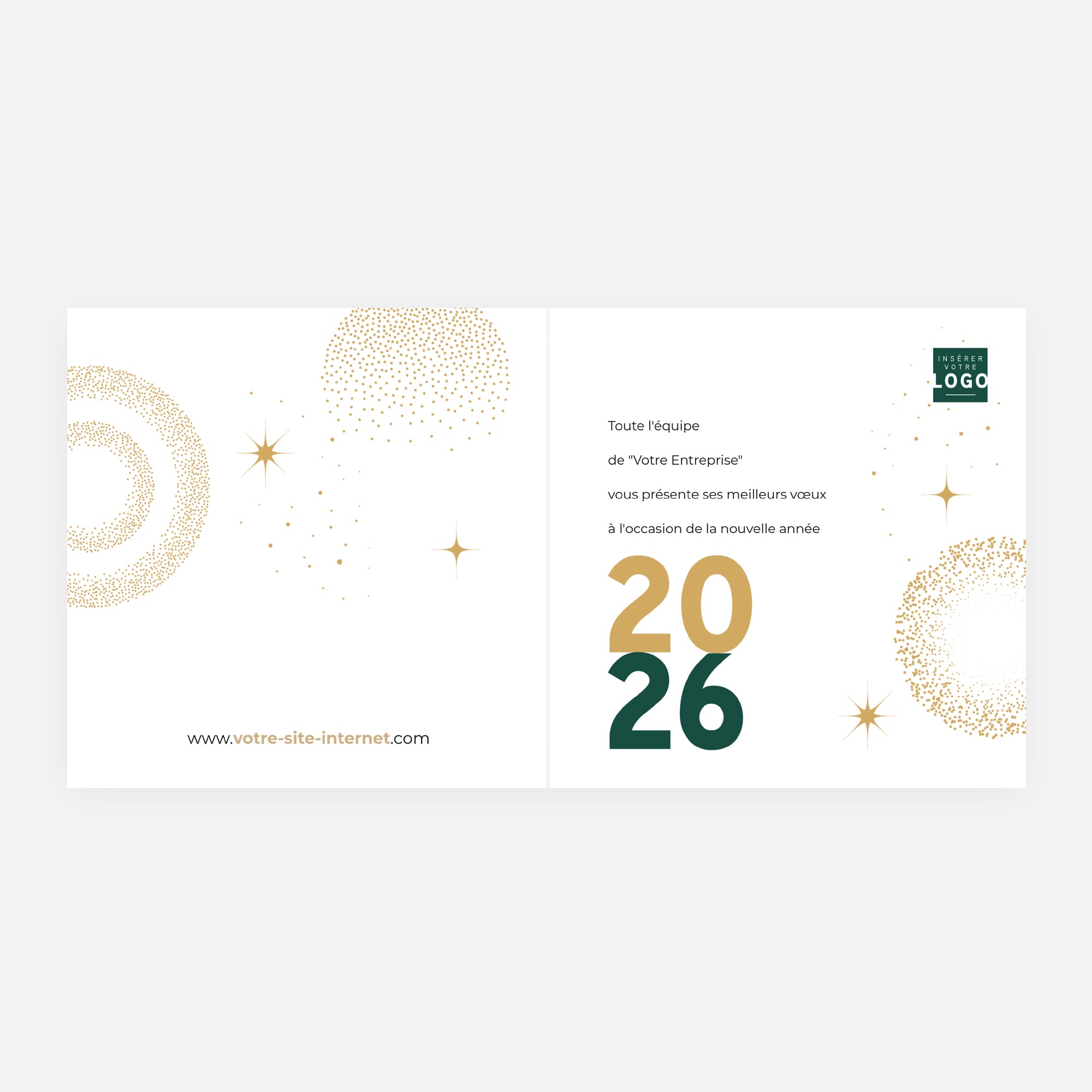 Noël scintillant | Vœux professionnels • Carte de voeux dorure • Carré double photo N° 2