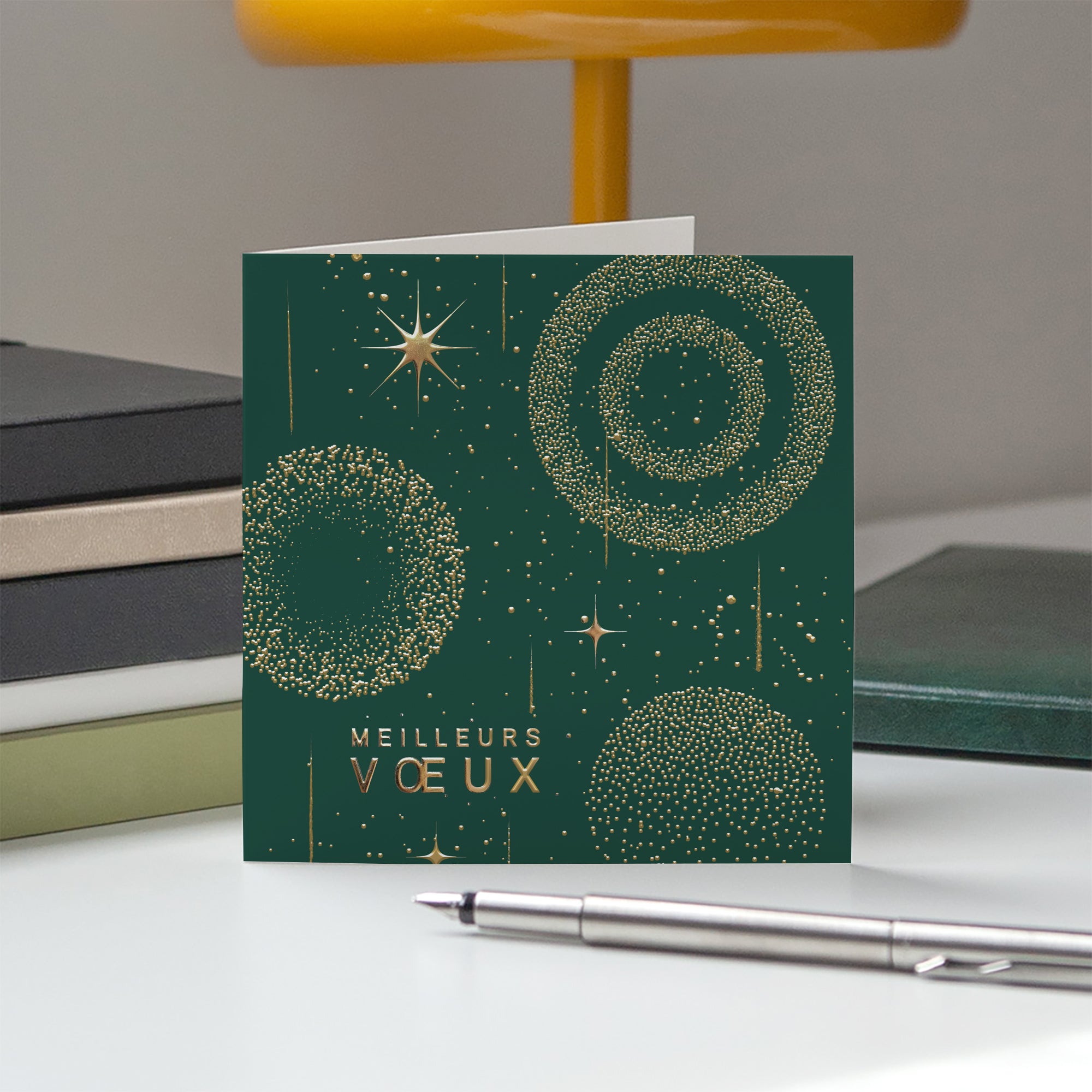 Noël scintillant | Vœux professionnels • Carte de voeux dorure • Carré double photo N° 5