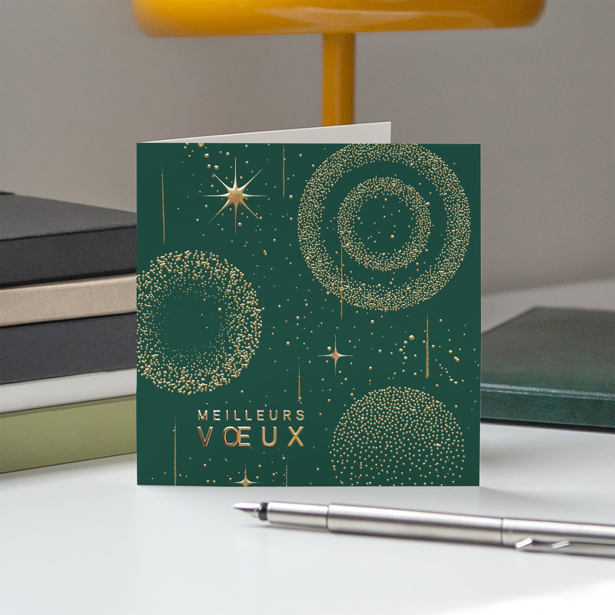 Noël scintillant | Vœux professionnels • Carte de voeux dorure • Carré double photo N° 5