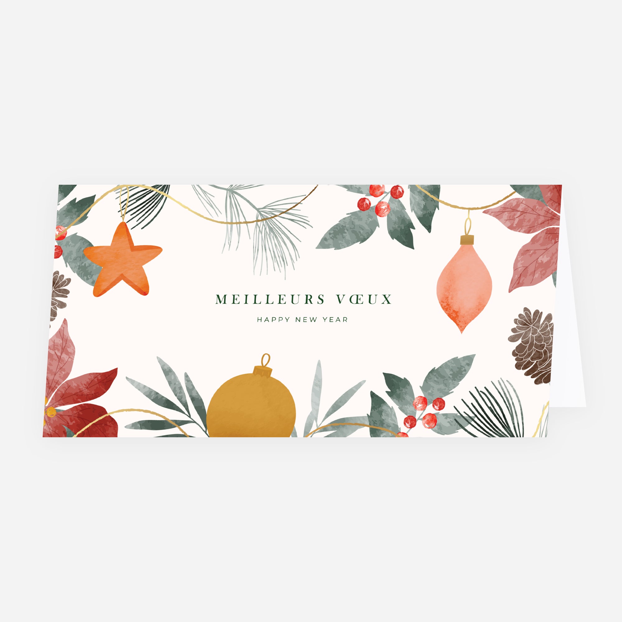 Esprit de fin d’année | Vœux professionnels • Carte de voeux • Rectangle double photo N° 1