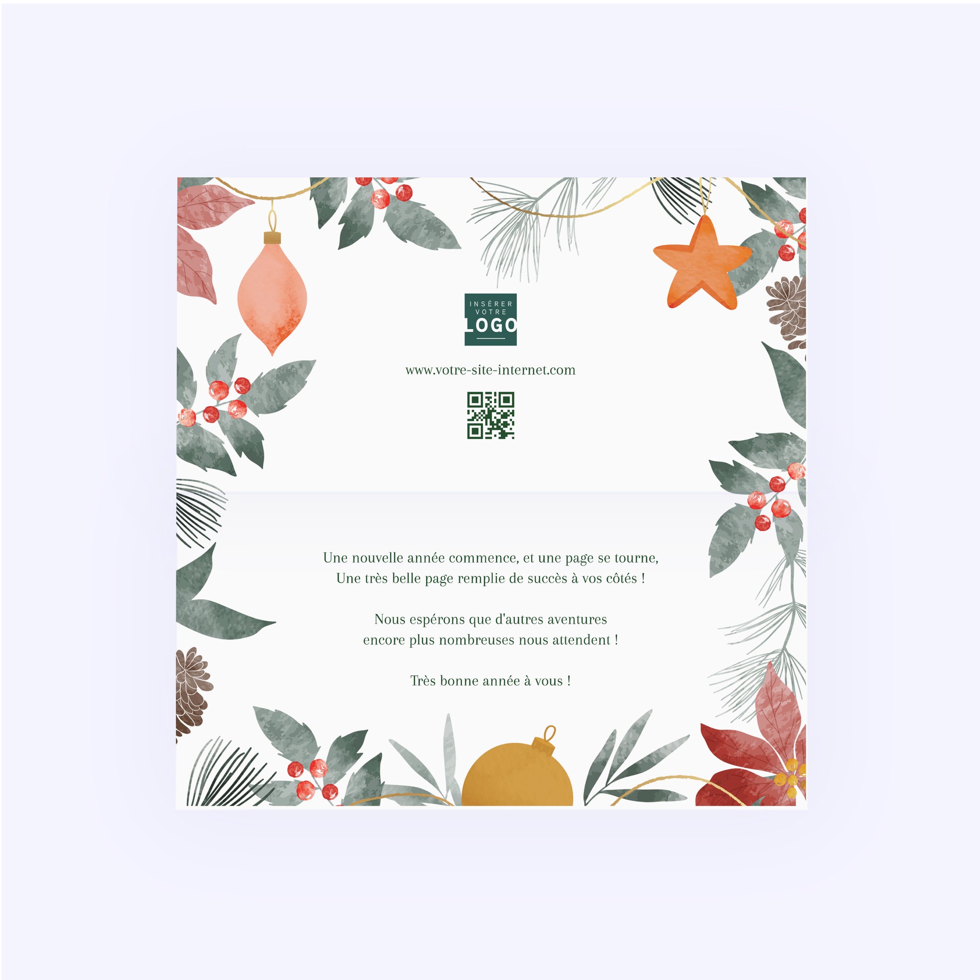 Esprit de fin d’année | Vœux professionnels • Carte de voeux • Rectangle double photo N° 2