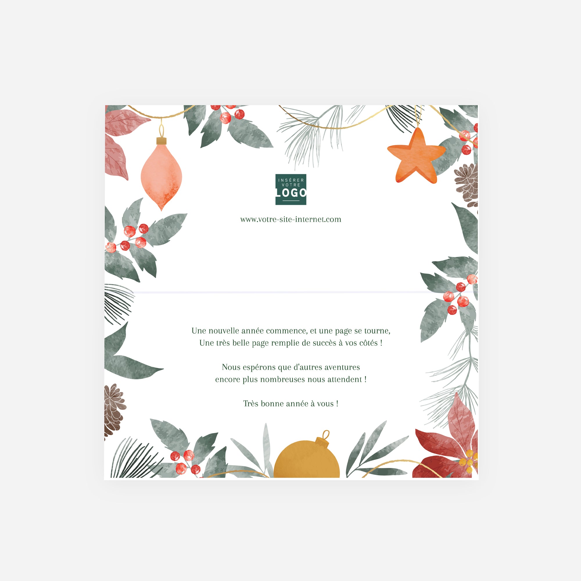 Esprit de fin d’année | Vœux professionnels • Carte de voeux • Rectangle double photo N° 2
