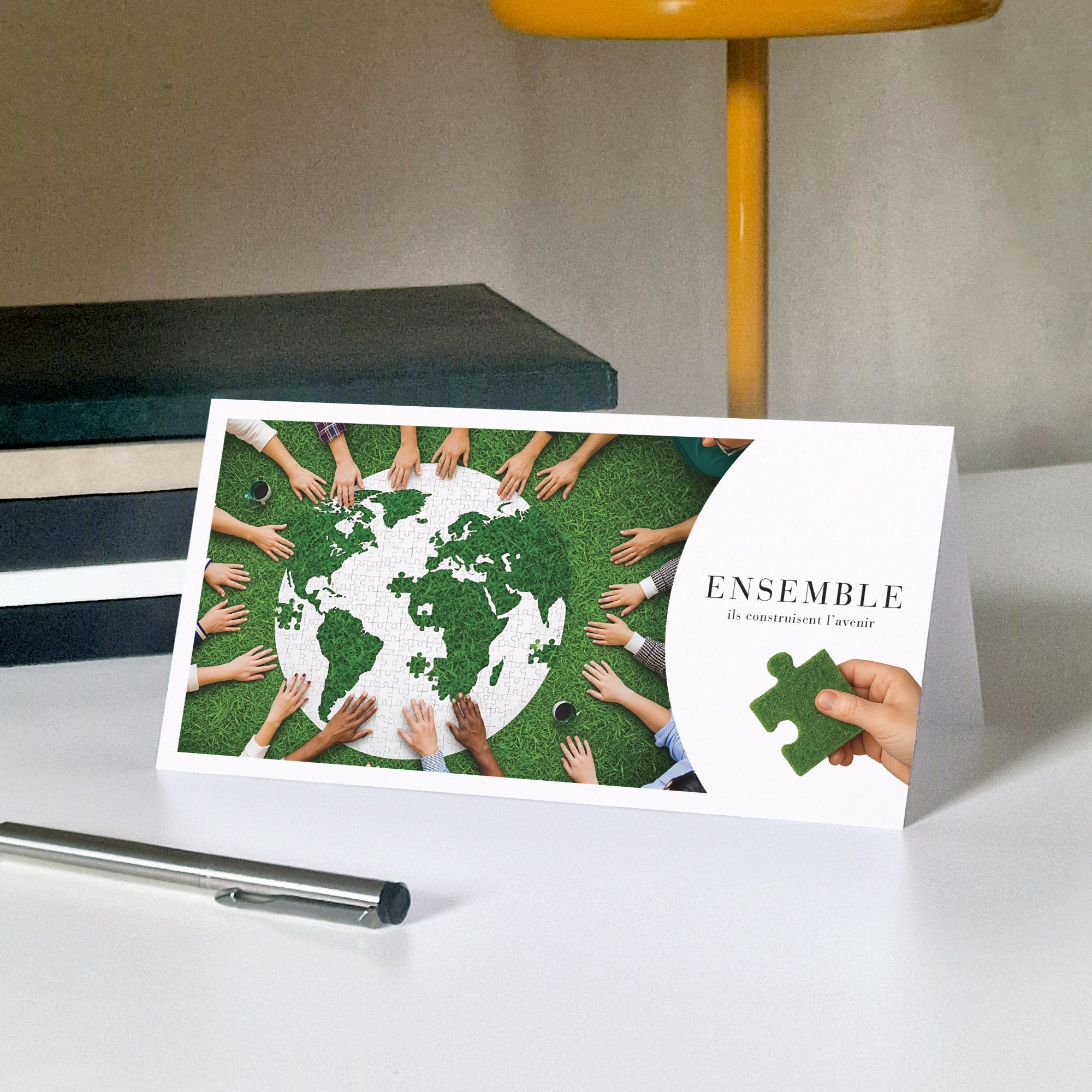 Ensemble, créons demain | Vœux professionnels • Carte de voeux • Rectangle double photo N° 5