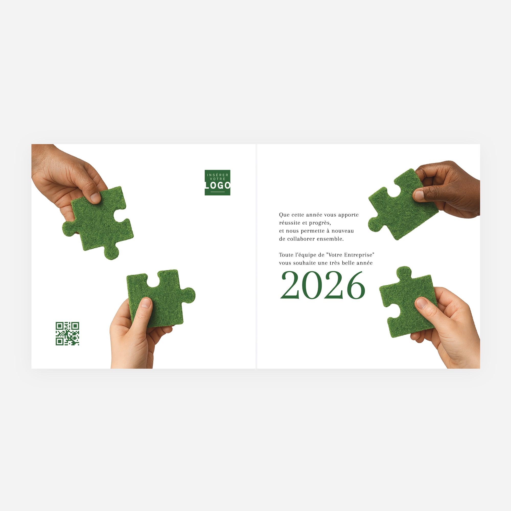 Ensemble, créons demain | Vœux professionnels • Carte de voeux • Carré double photo N° 2