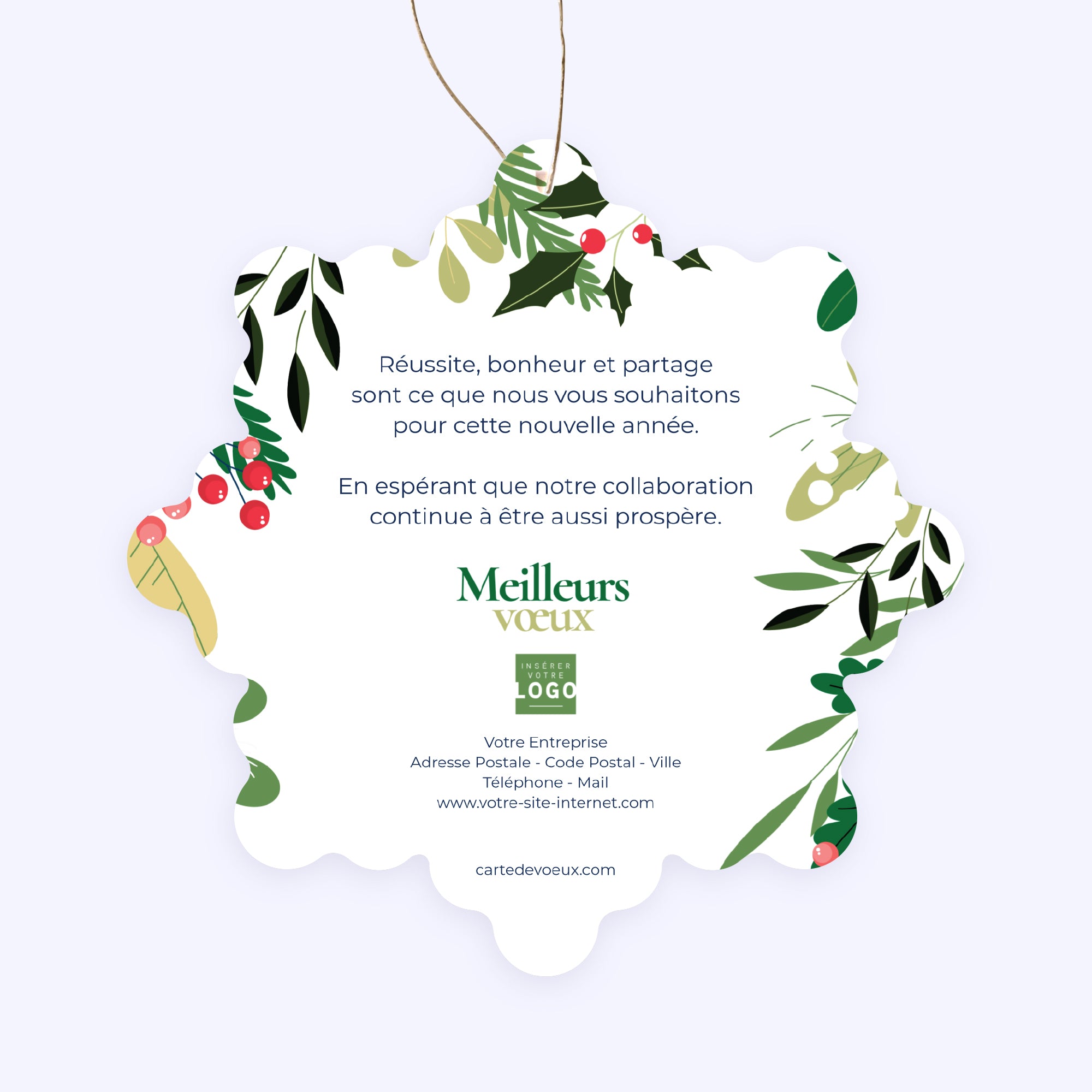 Verdures de Noël | Vœux professionnels • Boule de Noël papier • Flocon photo N° 2