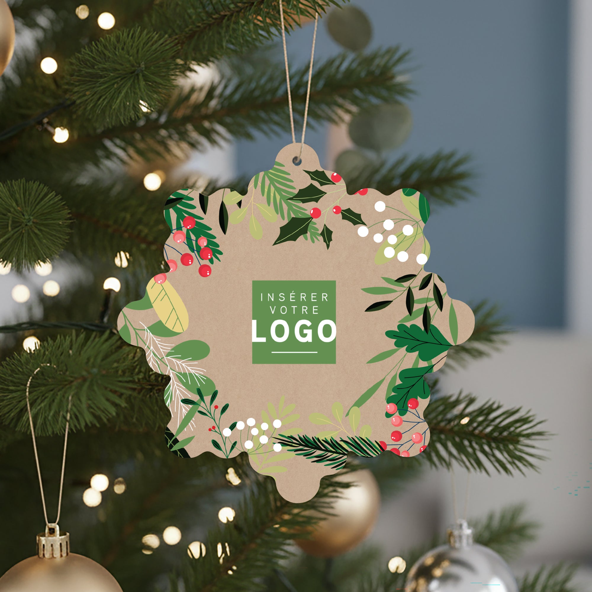 Verdures de Noël | Vœux professionnels • Boule de Noël papier • Flocon photo N° 4