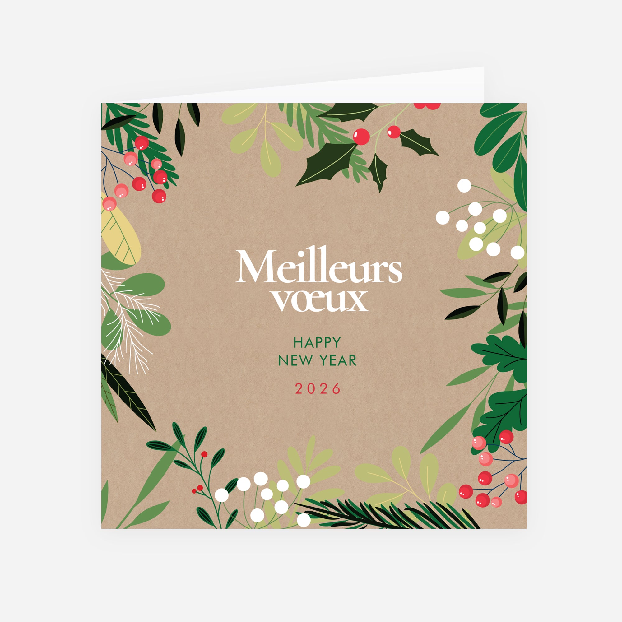 Verdures de Noël | Vœux professionnels • Carte de voeux • Carré double photo N° 1