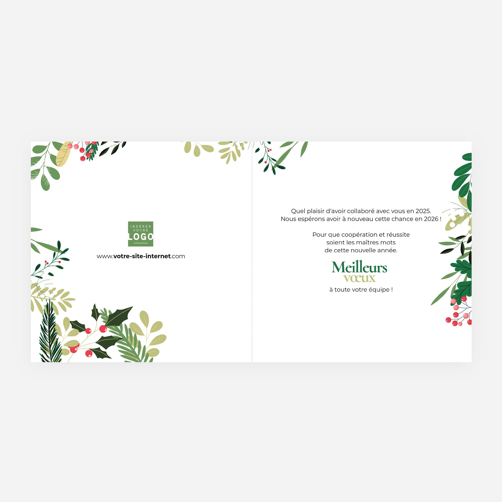 Verdures de Noël | Vœux professionnels • Carte de voeux • Carré double photo N° 2