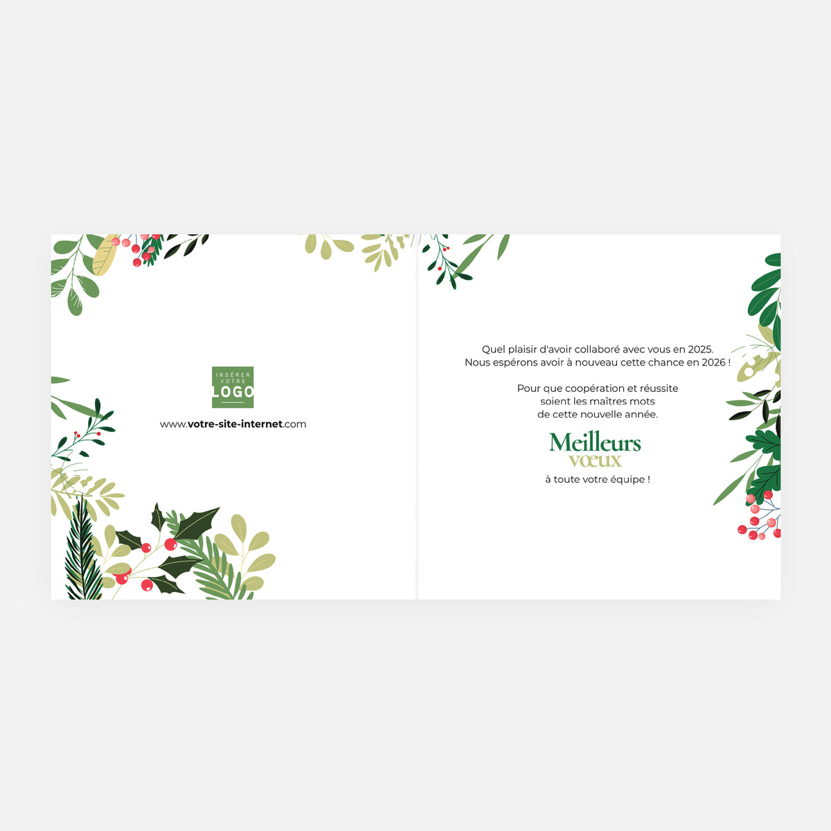 Verdures de Noël | Vœux professionnels • Carte de voeux • Carré double photo N° 2
