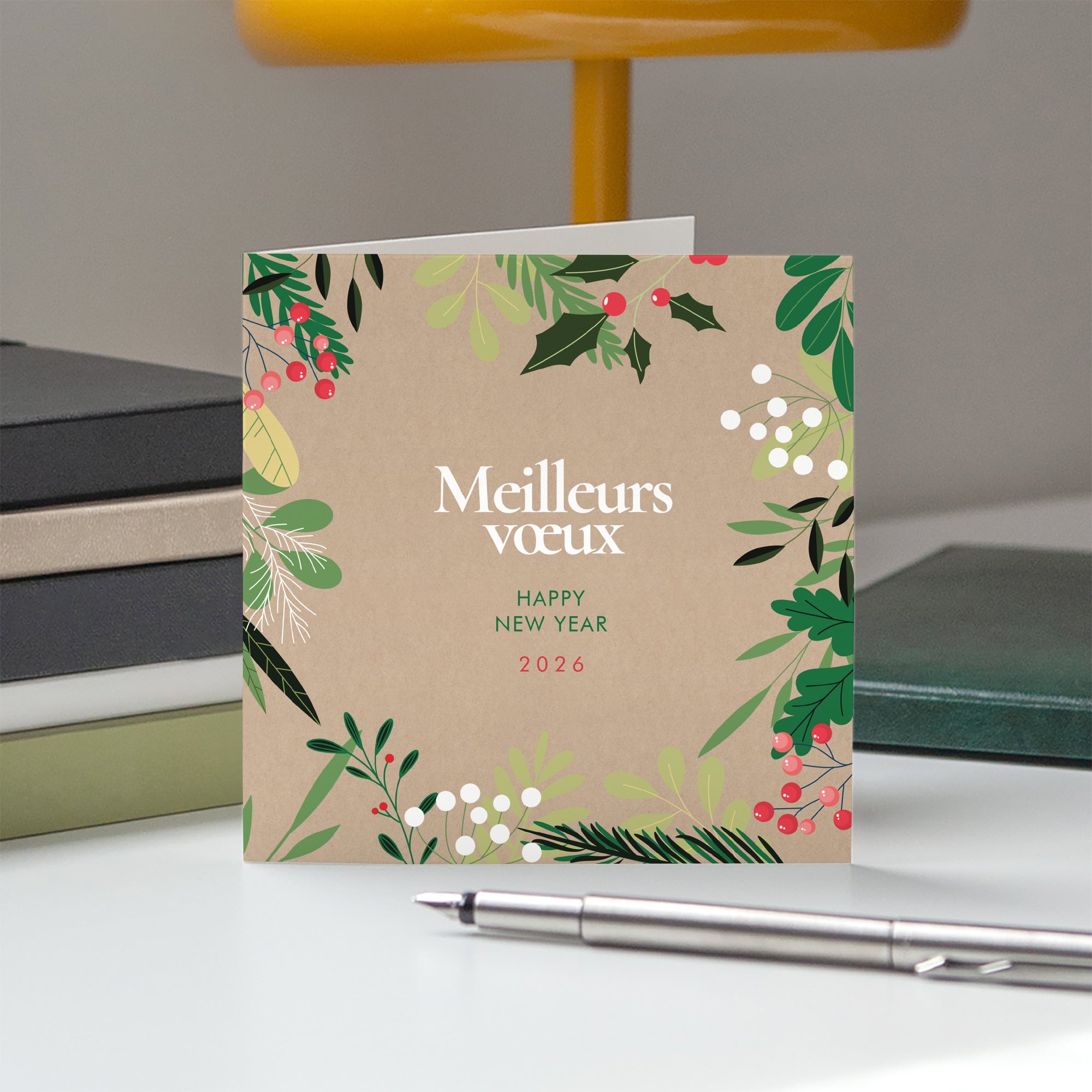 Verdures de Noël | Vœux professionnels • Carte de voeux • Carré double photo N° 5