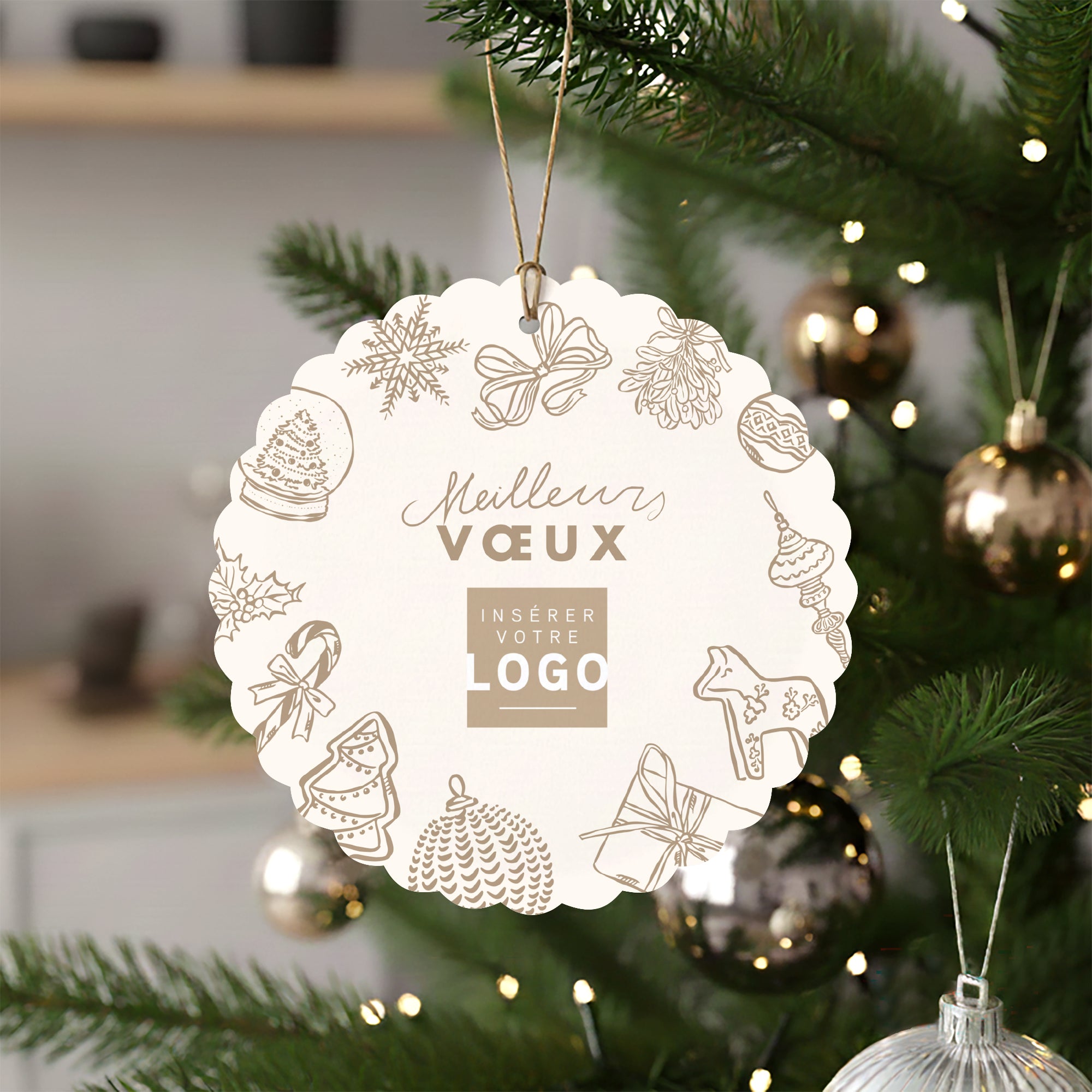L’enchantement de Noël | Vœux professionnels • Boule de Noël papier • Ronde photo N° 4