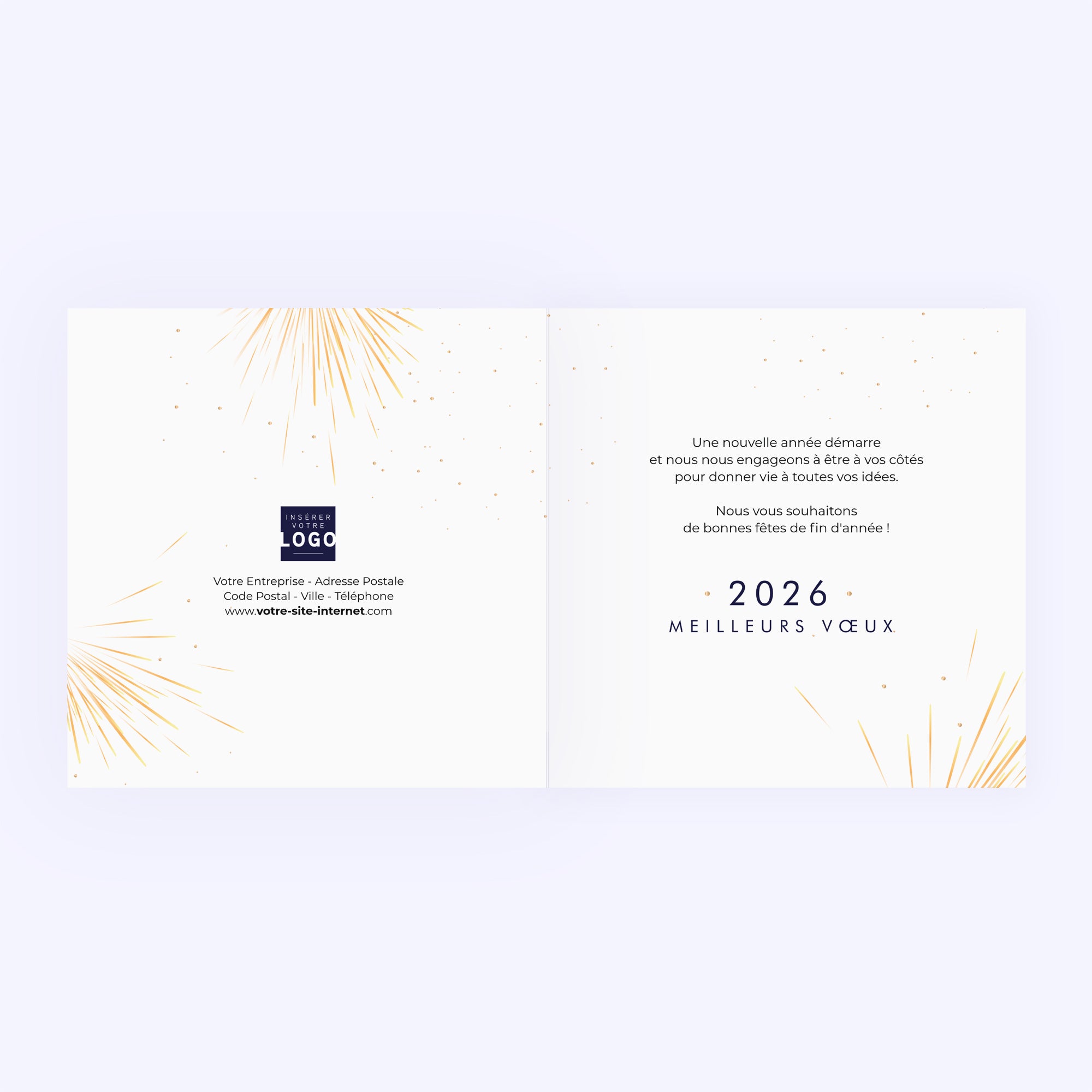Bouquet d’étincelles | Vœux professionnels • Carte de voeux • Carré double photo N° 2