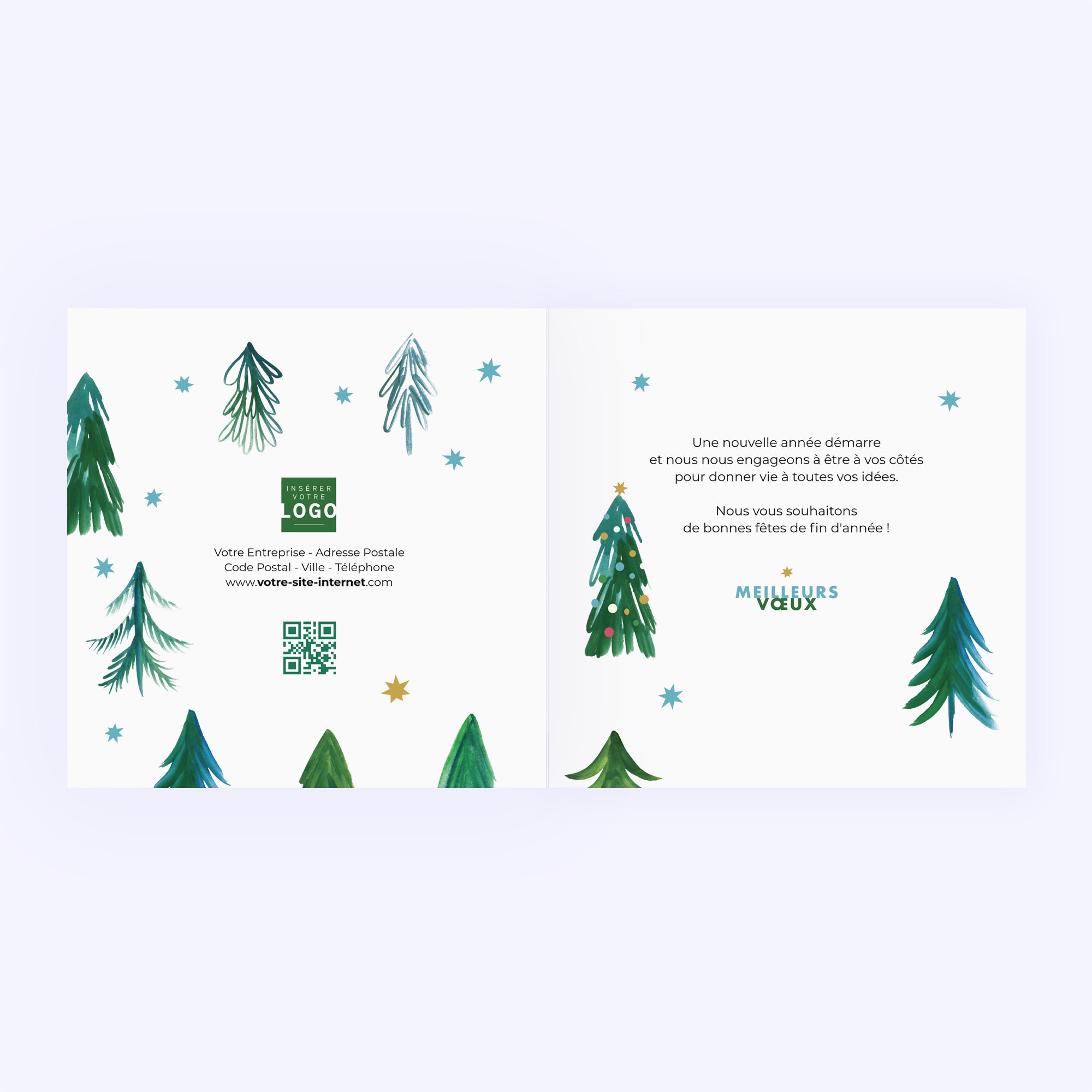 Le sapin étoilé | Vœux professionnels • Carte de voeux • Carré double photo N° 2