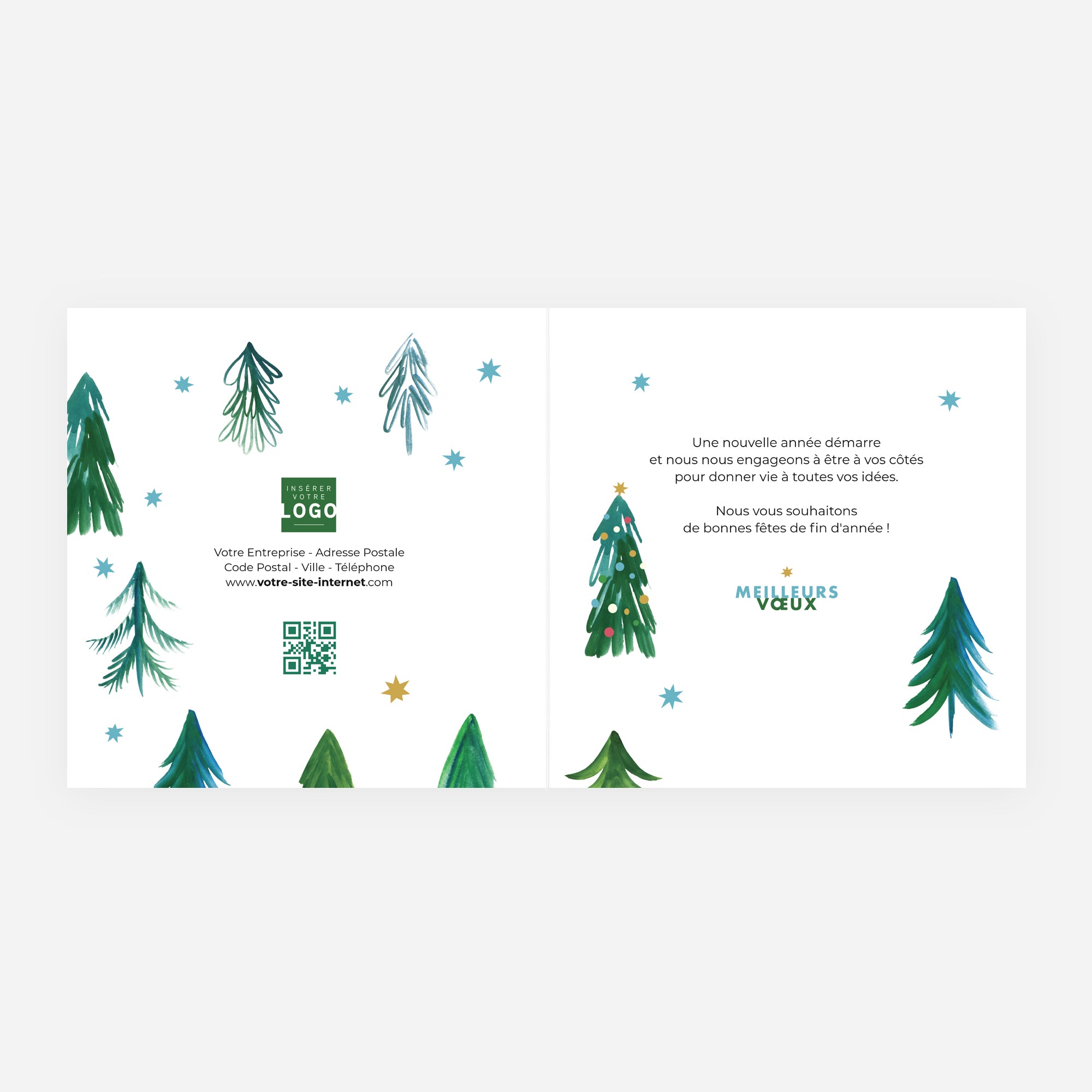 Le sapin étoilé | Vœux professionnels • Carte de voeux • Carré double photo N° 2