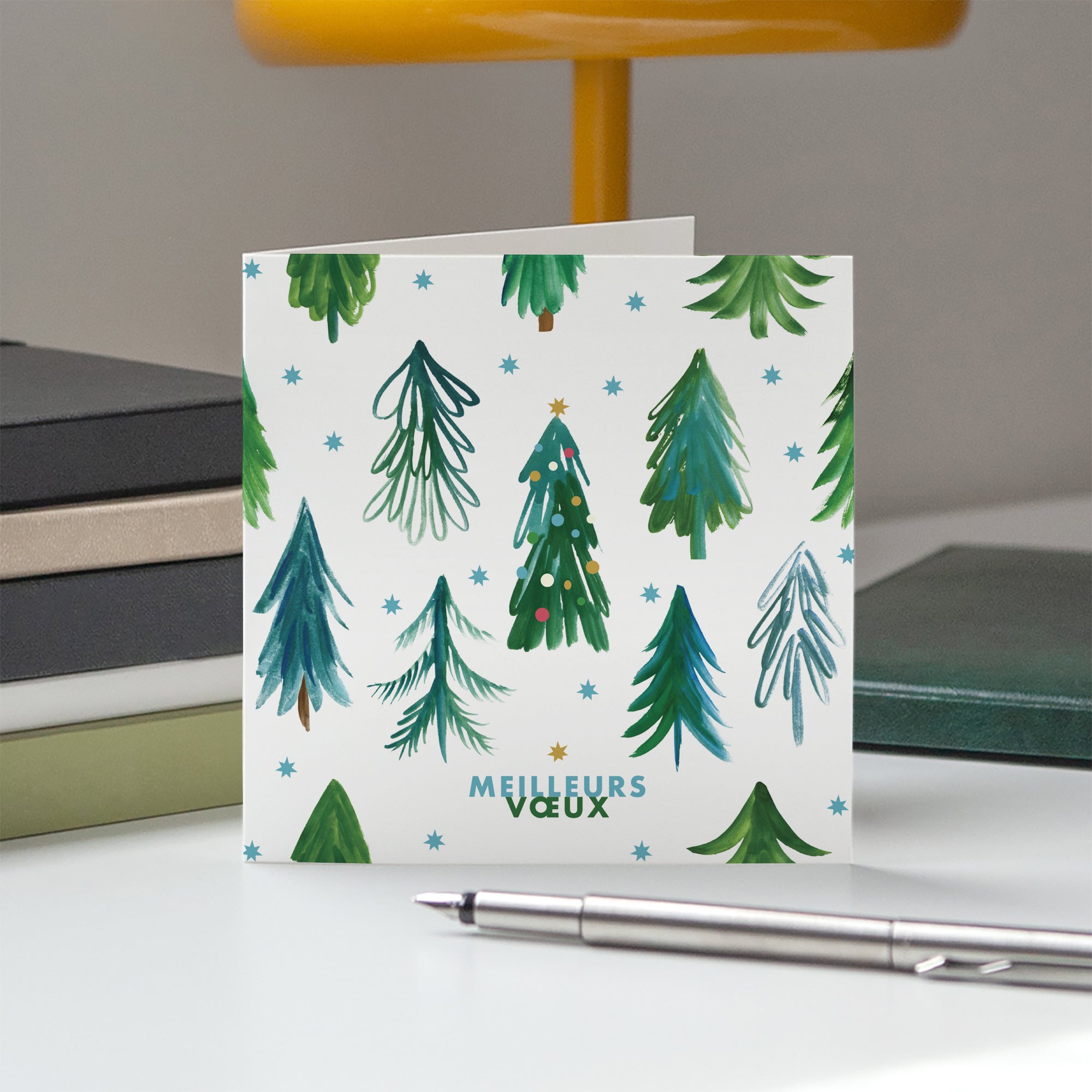 Le sapin étoilé | Vœux professionnels • Carte de voeux • Carré double photo N° 5