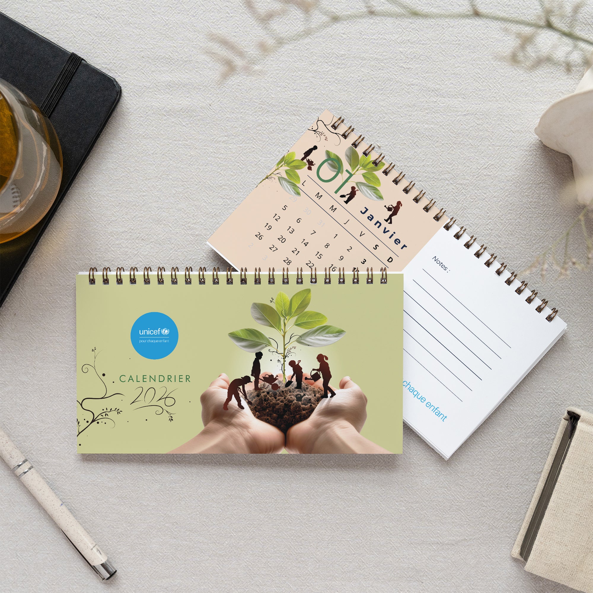 Cultivons les droits de l’enfant | Vœux professionnels • Calendrier professionnel • Chevalet photo N° 1