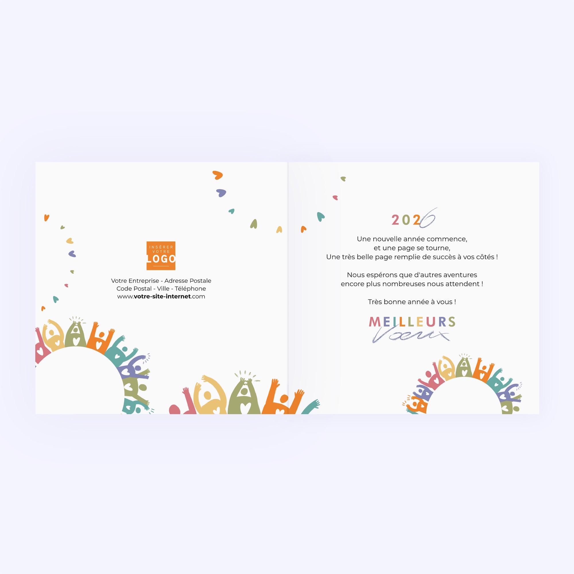 À bras ouverts | Vœux professionnels • Carte de voeux • Carré double photo N° 2