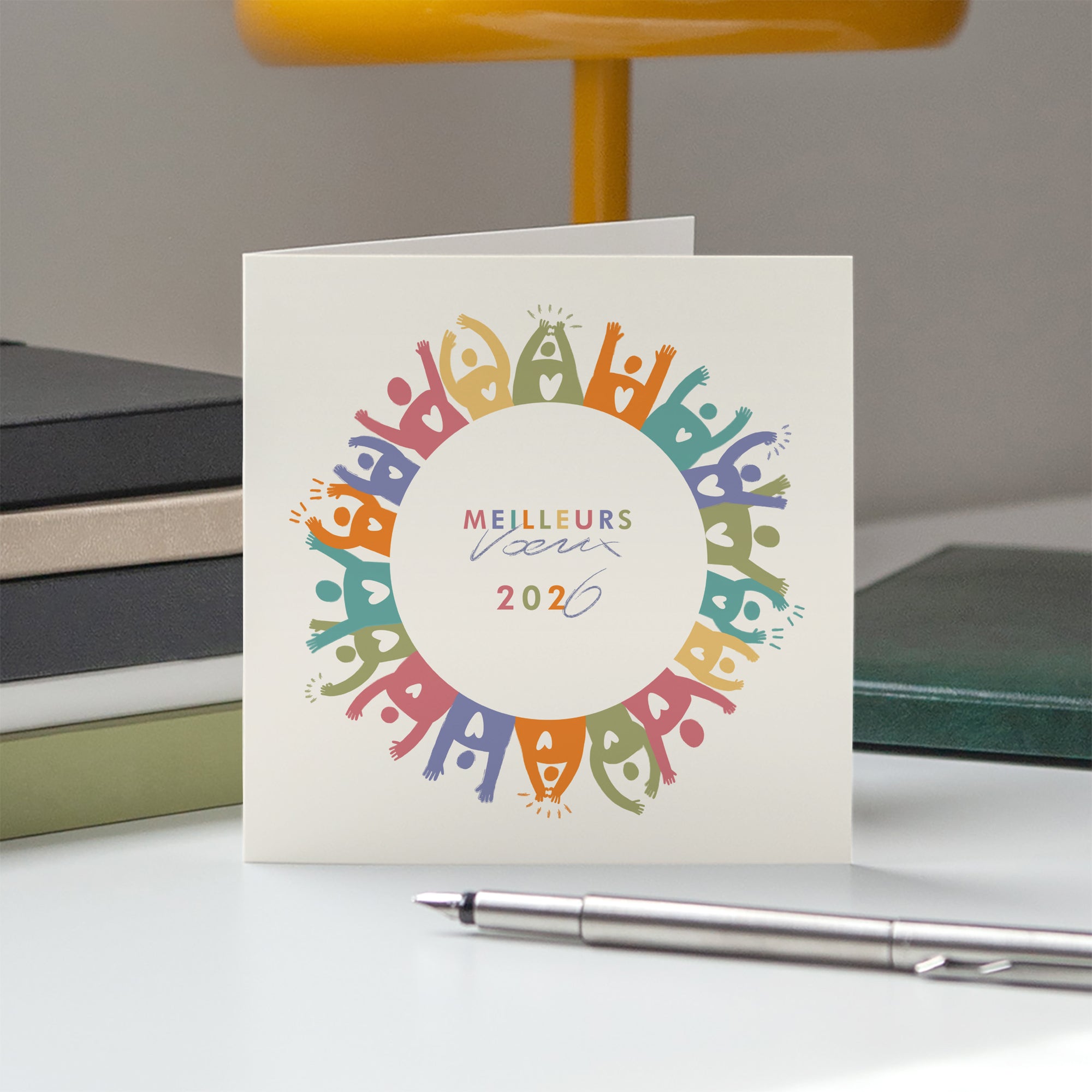 À bras ouverts | Vœux professionnels • Carte de voeux • Carré double photo N° 5