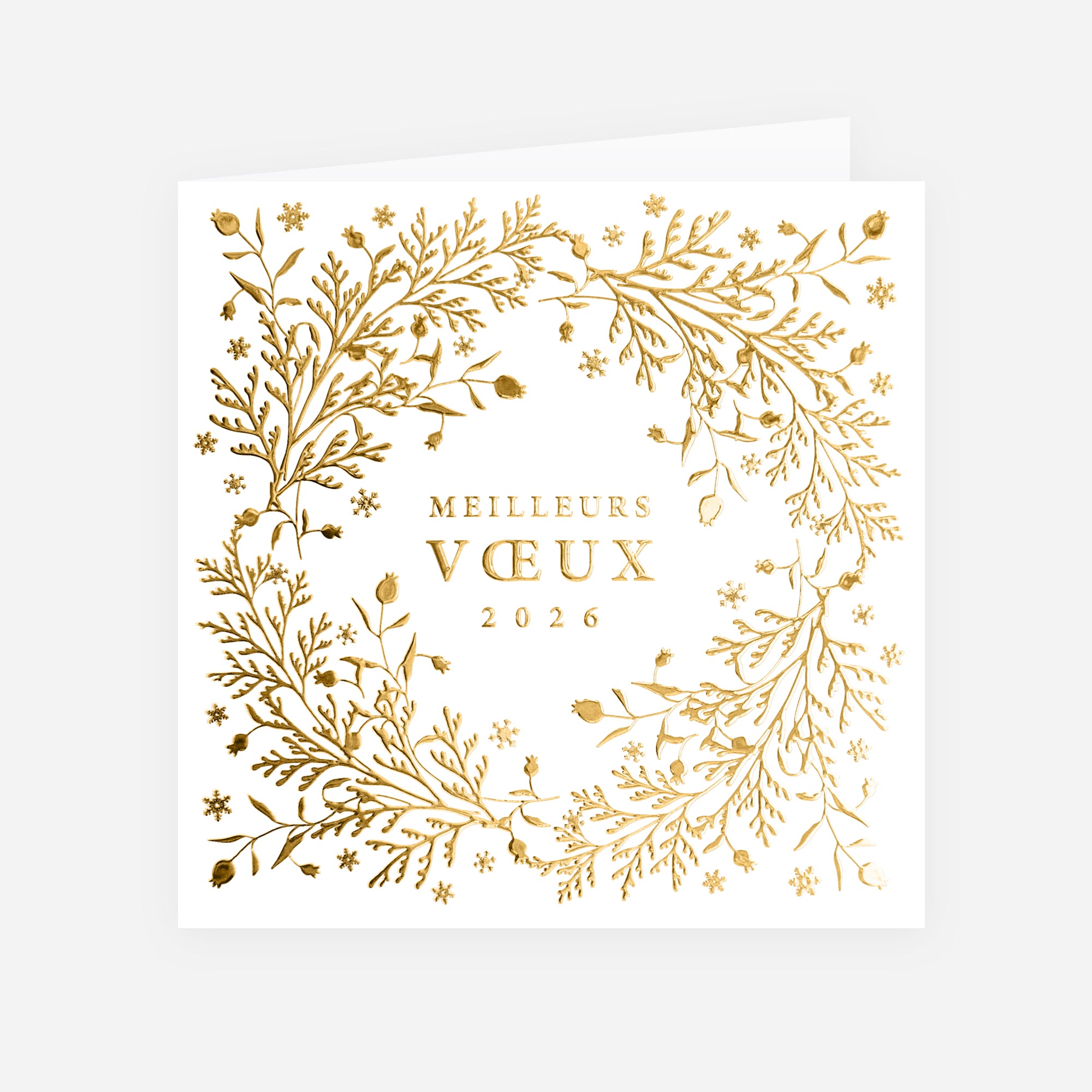 Dorure d’Hiver | Vœux professionnels • Carte de voeux dorure • Carré double photo N° 1