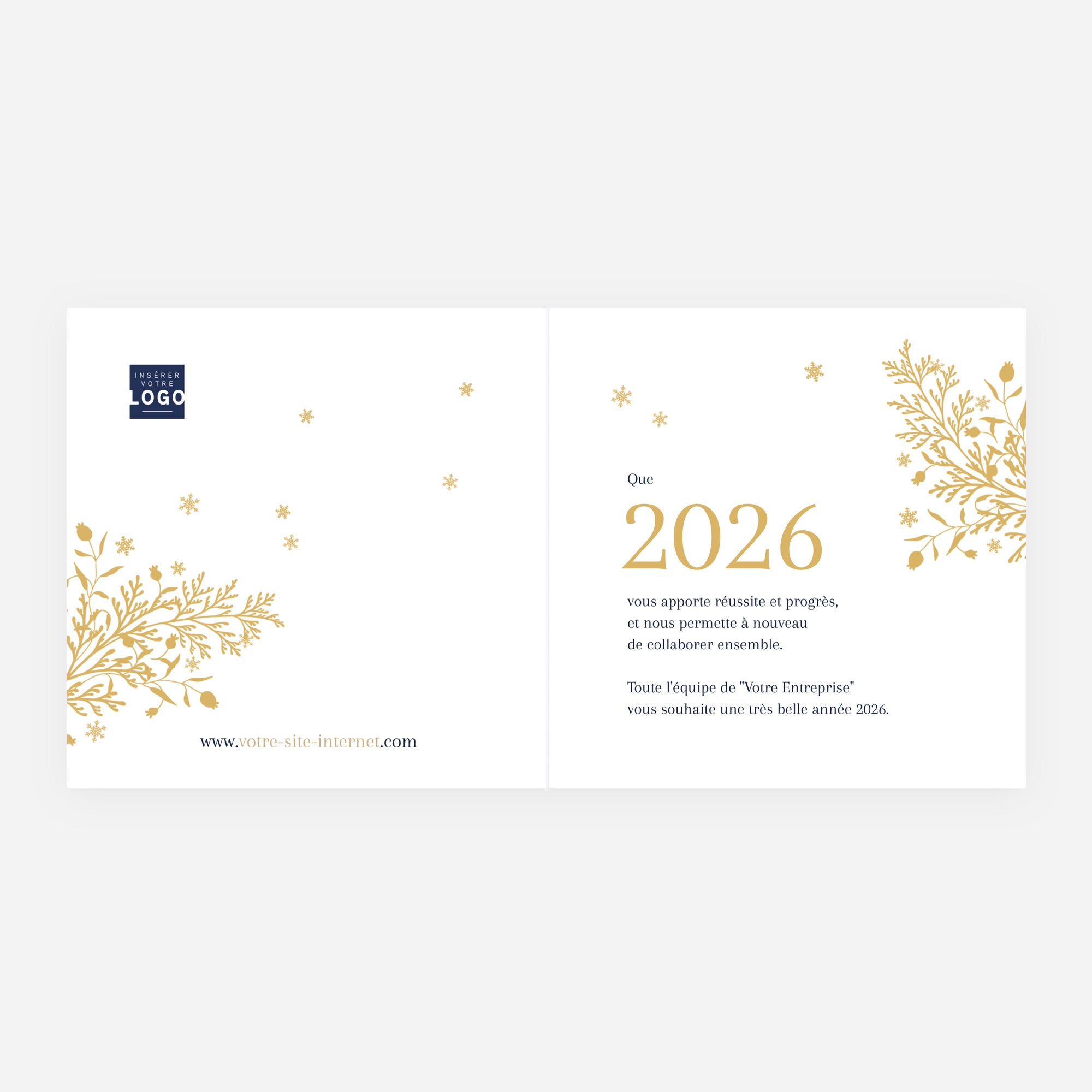 Dorure d’Hiver | Vœux professionnels • Carte de voeux dorure • Carré double photo N° 2