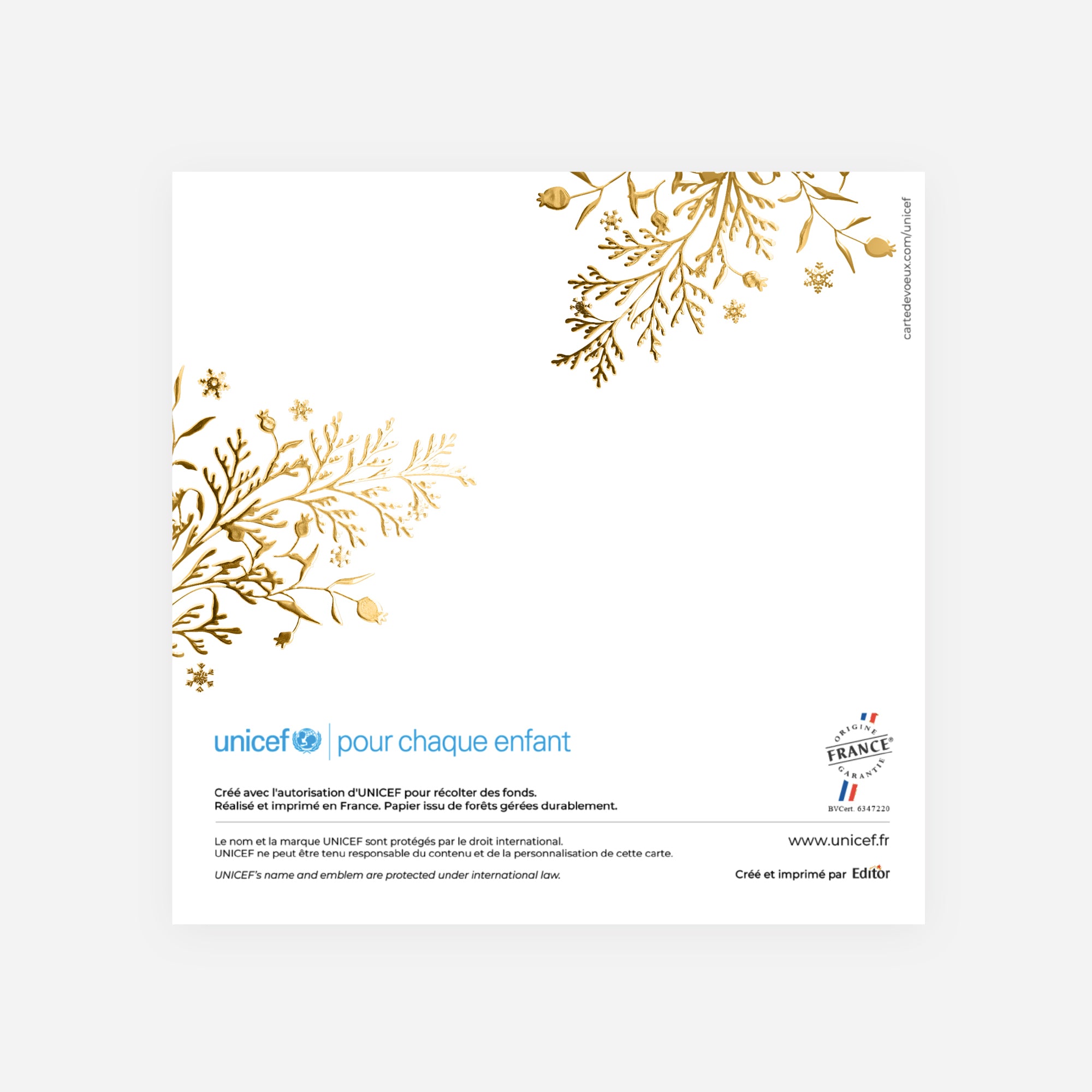 Dorure d’Hiver | Vœux professionnels • Carte de voeux dorure • Carré double photo N° 3